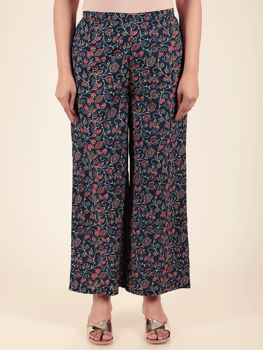 Soft Cotton Floral Blue Palazzo