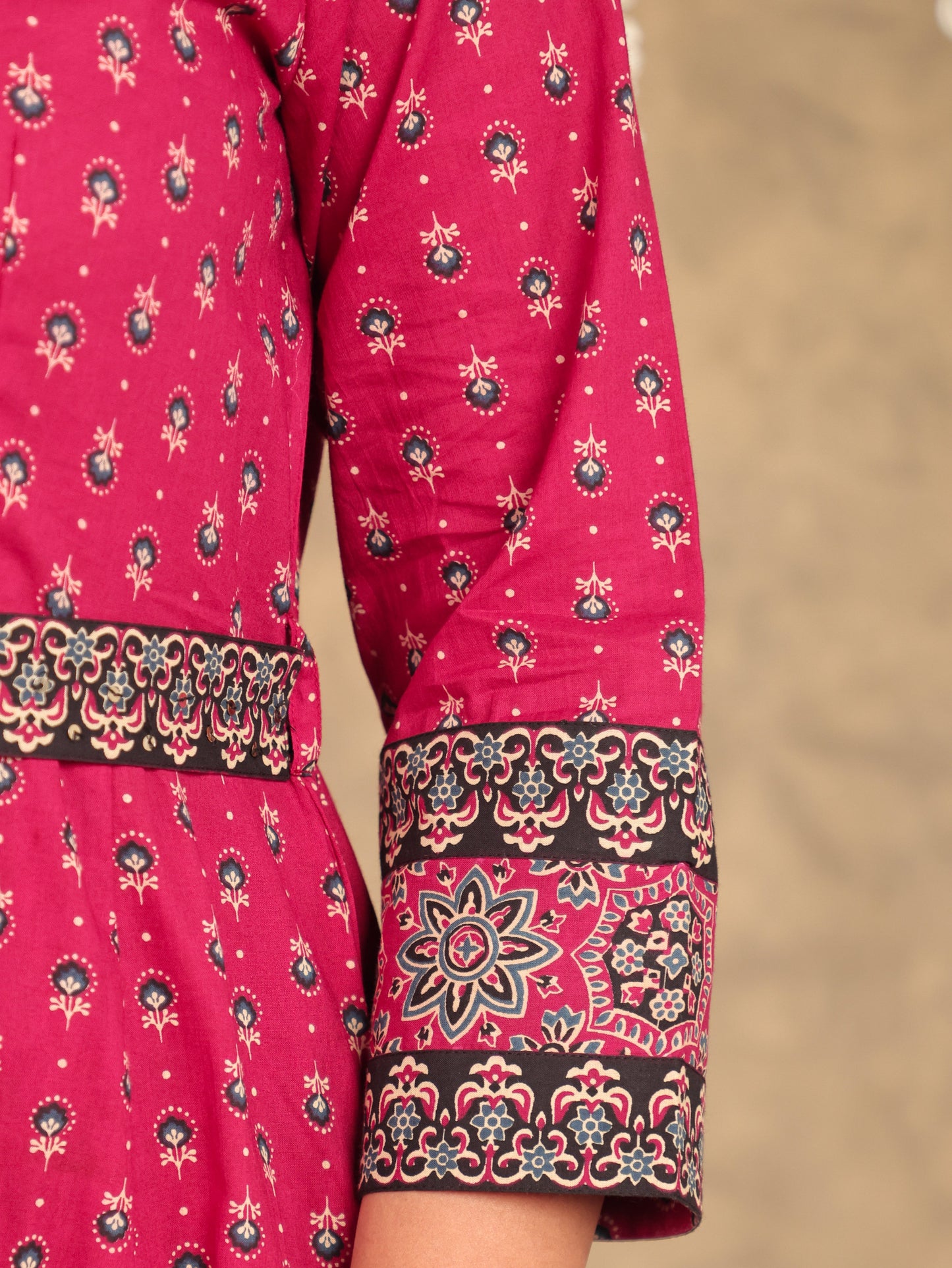 Soft Cotton Butti Anarkali Pink Kurta