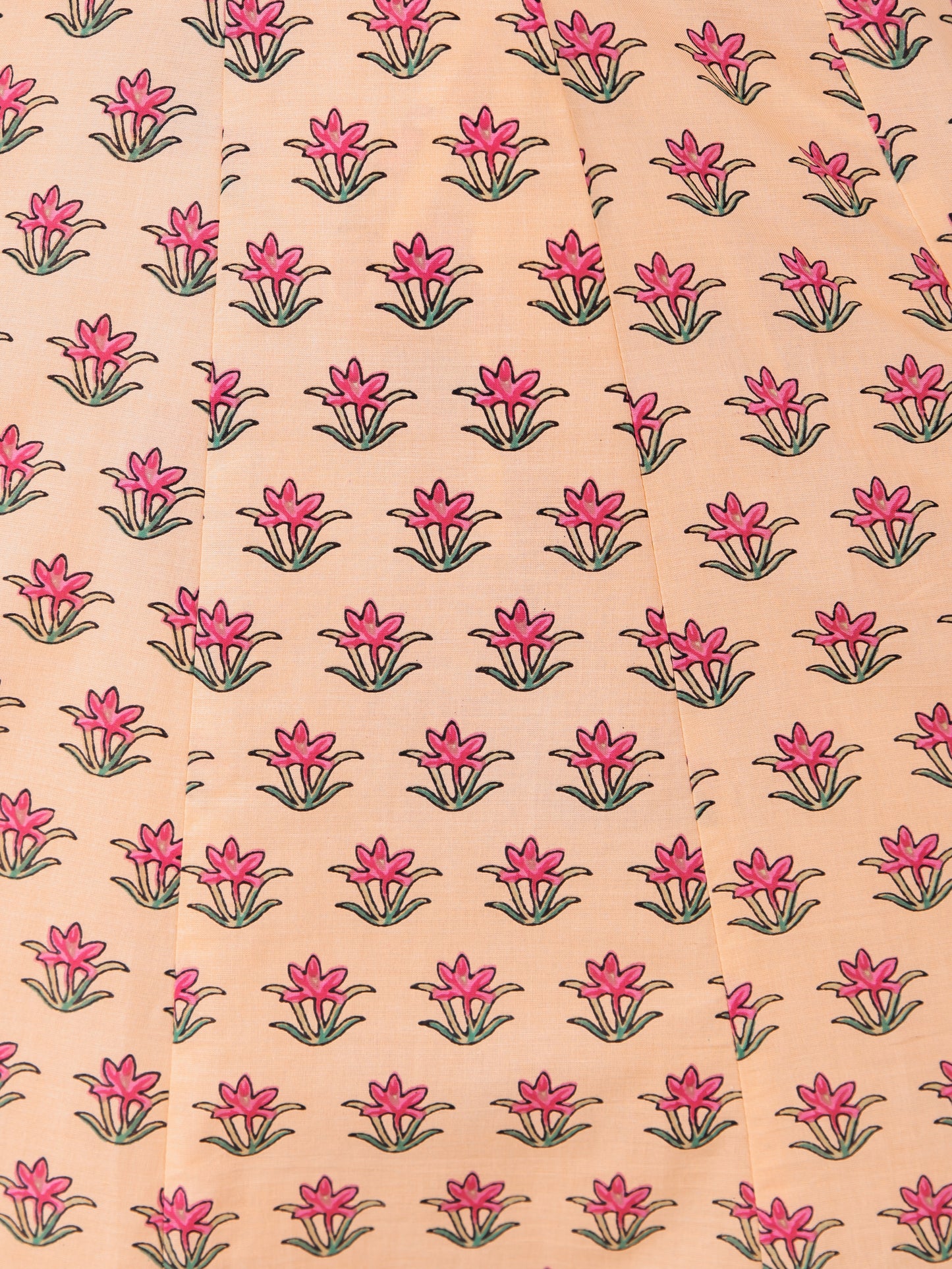 Embroidered Soft Cotton Floral A-line Peach Kurta