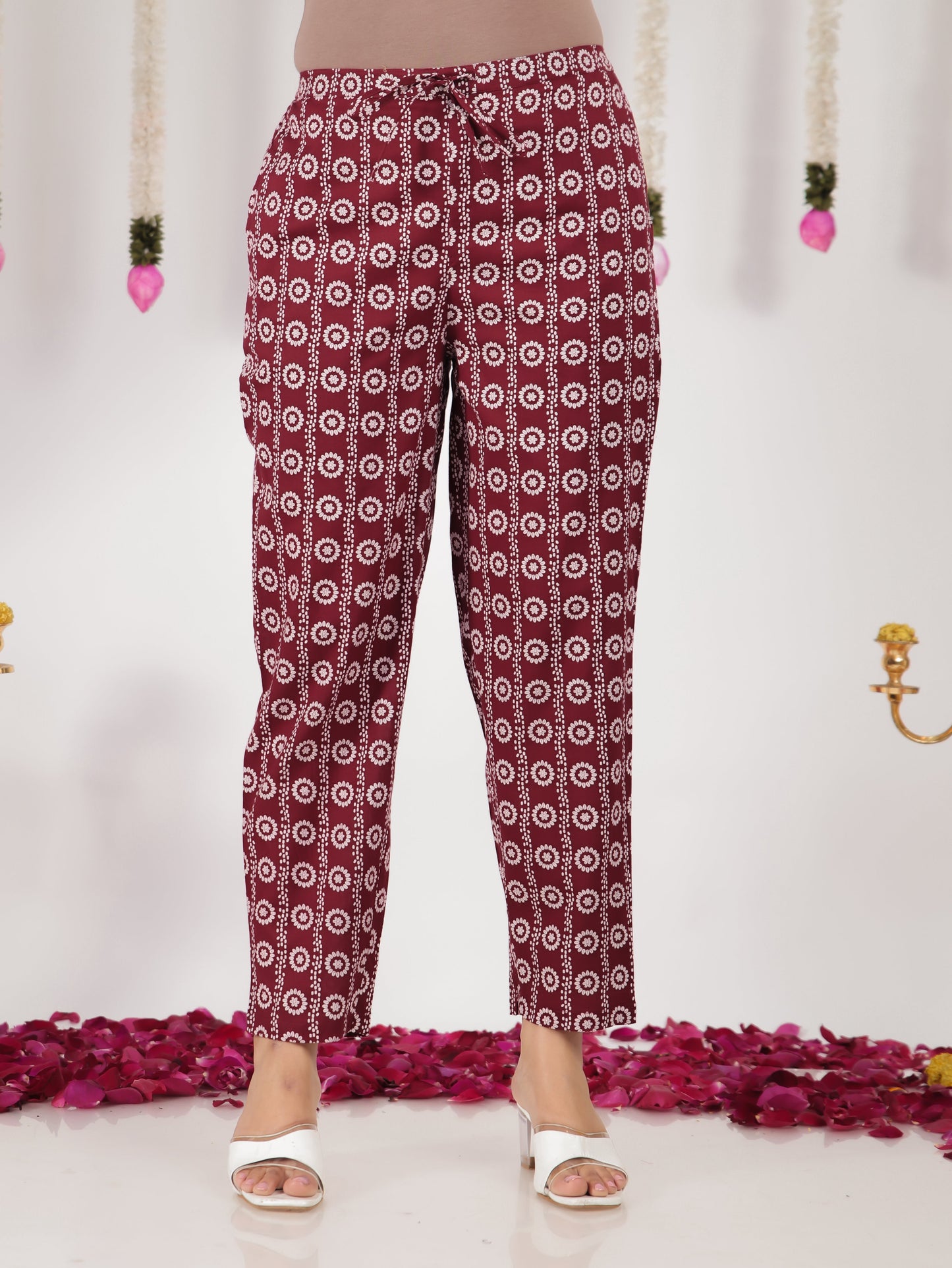 Embroidered Soft Cotton Bandhani Anarkali Maroon Kurta