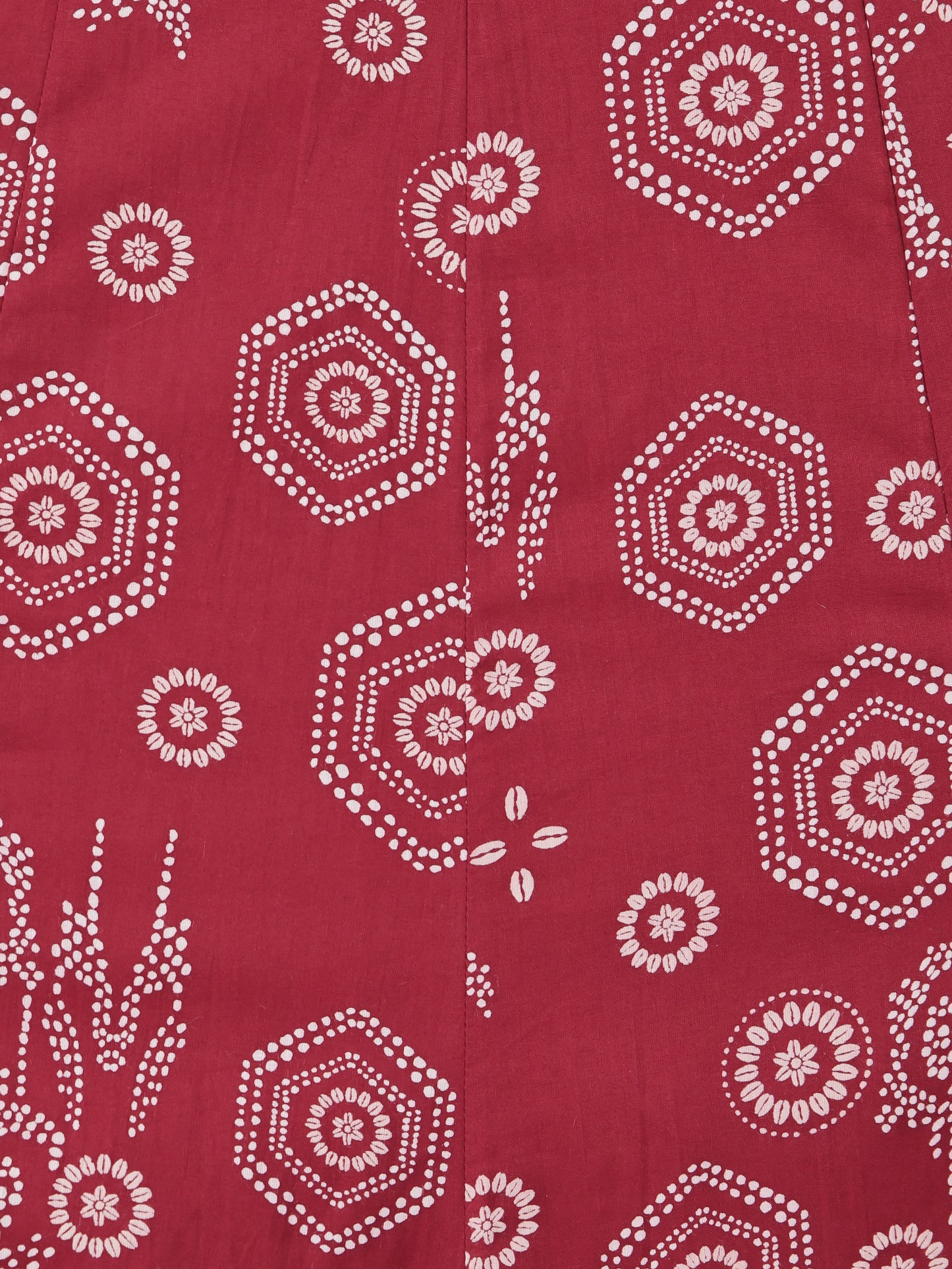Embroidered Soft Cotton Bandhani Anarkali Maroon Kurta