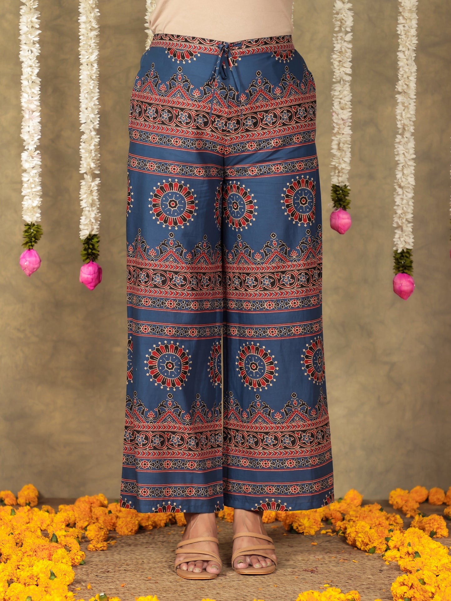 Soft Cotton Ajrakh Blue Palazzo