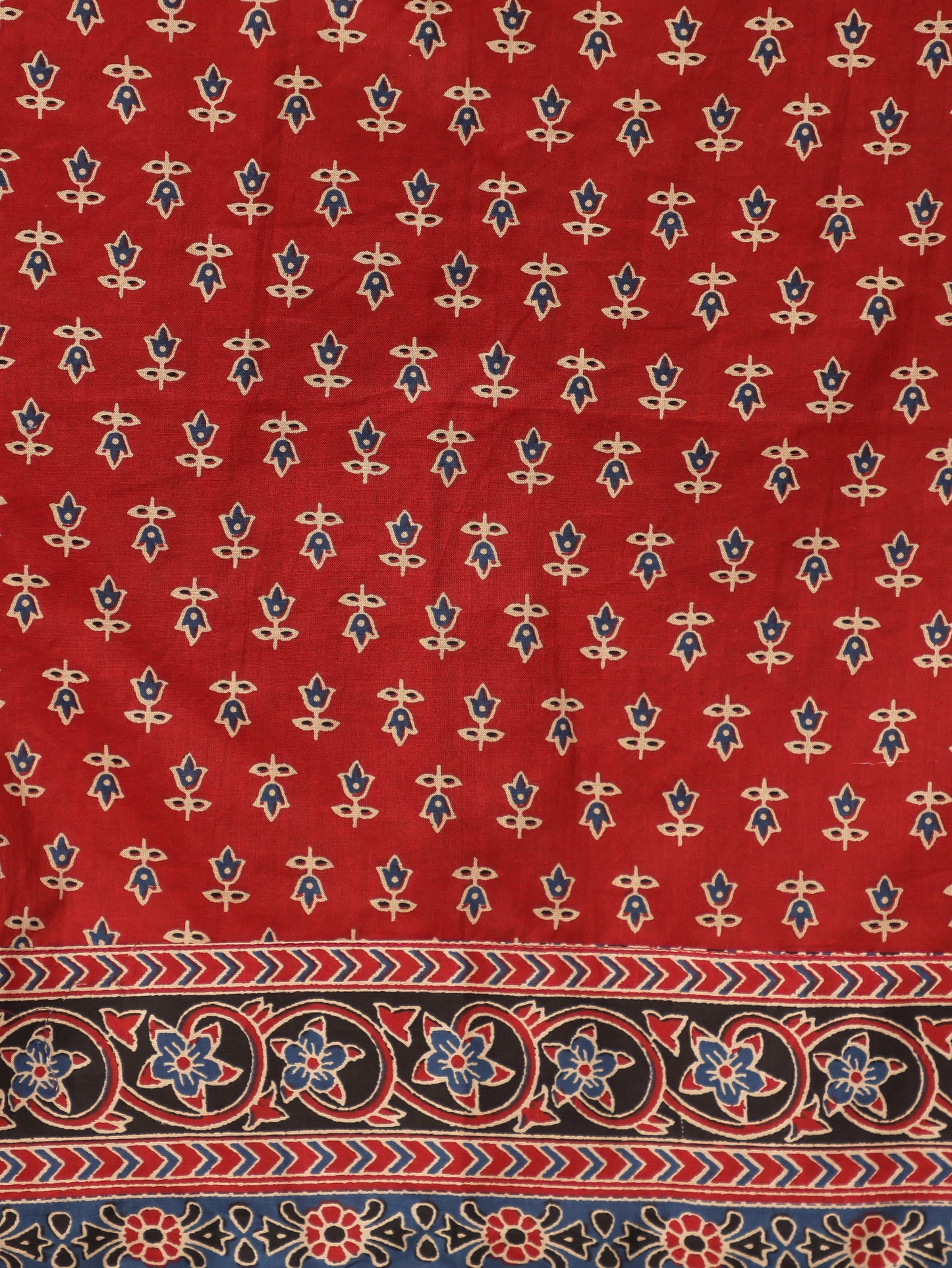Soft Cotton Ajrakh A-line Red Kurta