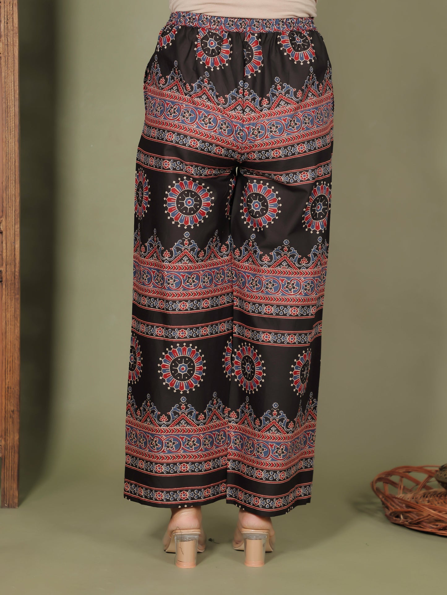 Soft Cotton Ajrakh Black Palazzo