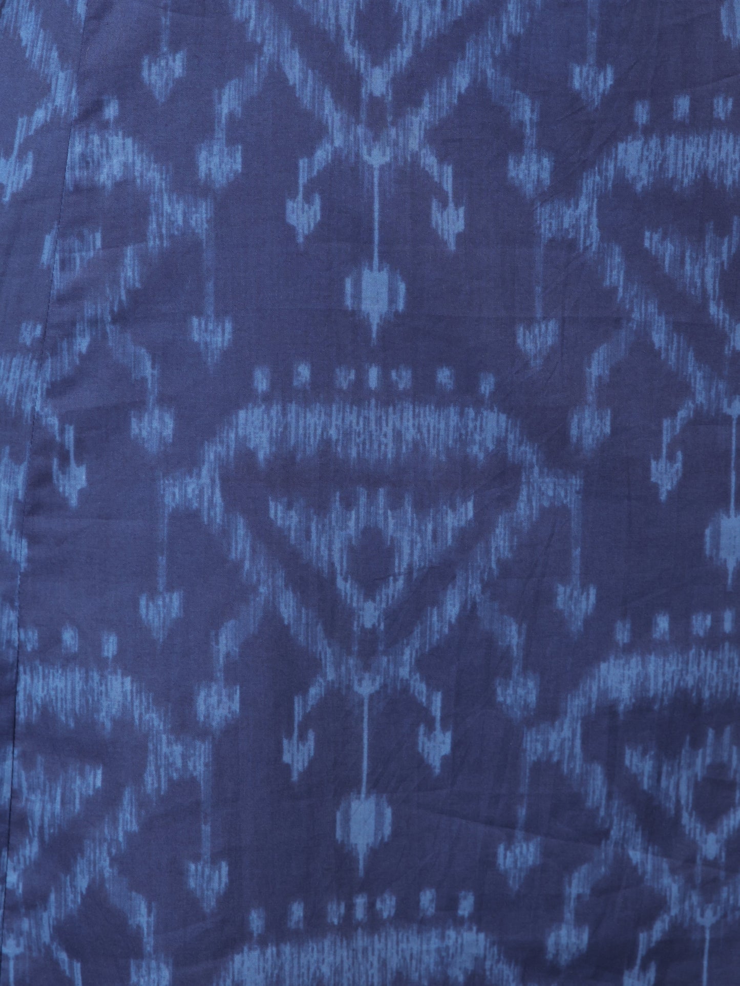 Embroidered Soft Cotton Ikat Flared Blue Dress