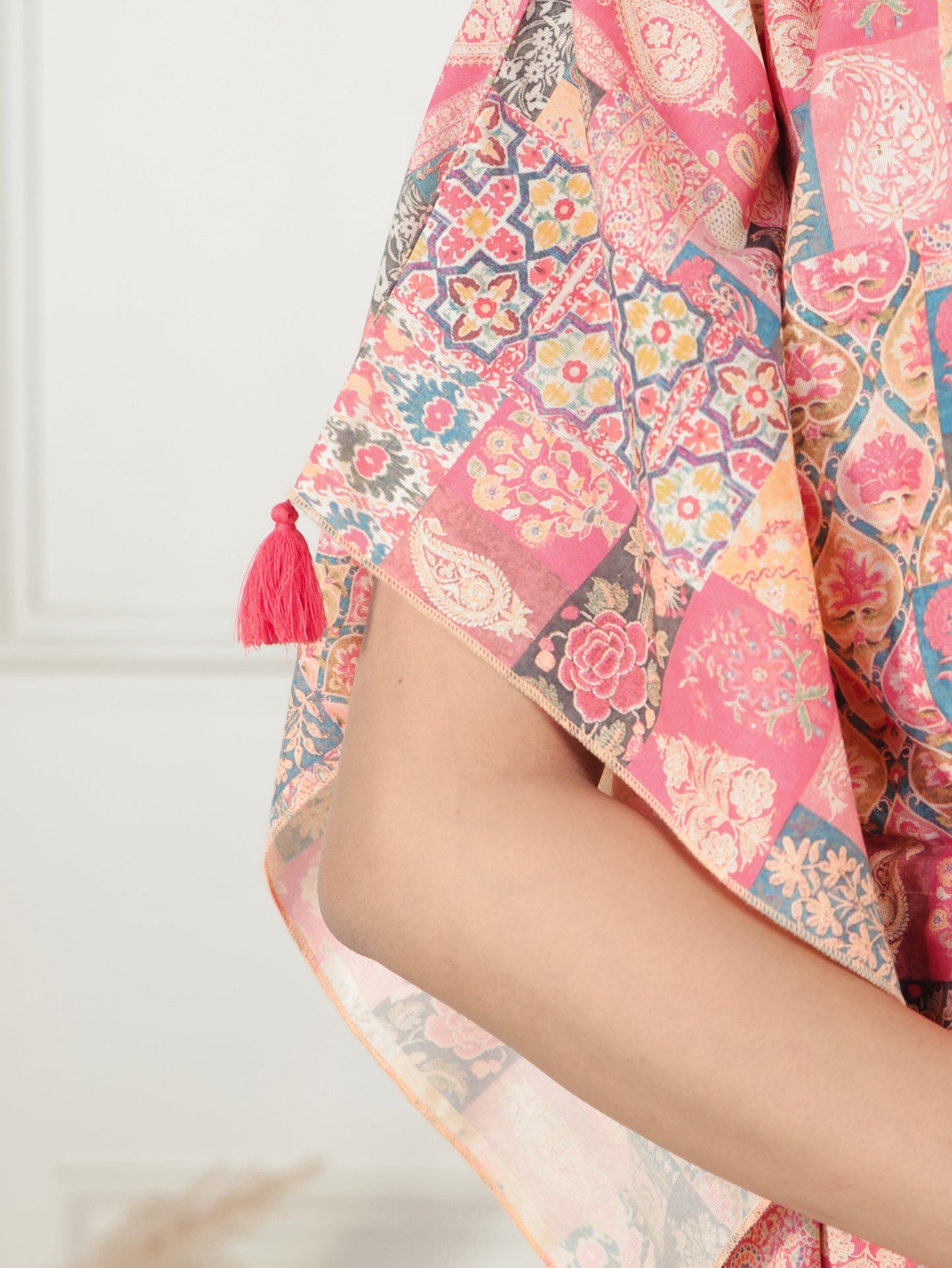 Blend Cotton Patchwork Kaftan Multicolor Dress