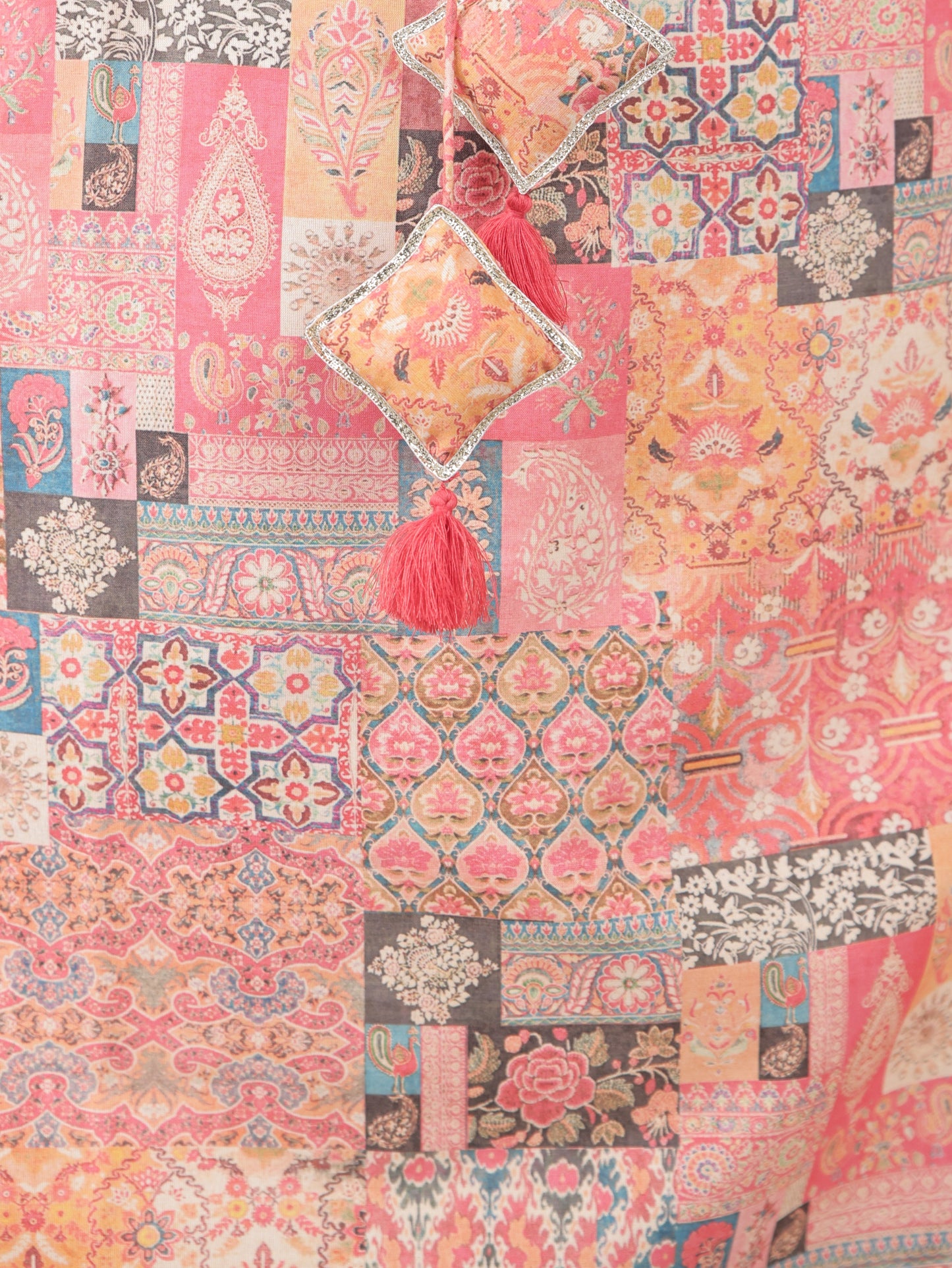 Blend Cotton Patchwork Kaftan Multicolor Dress