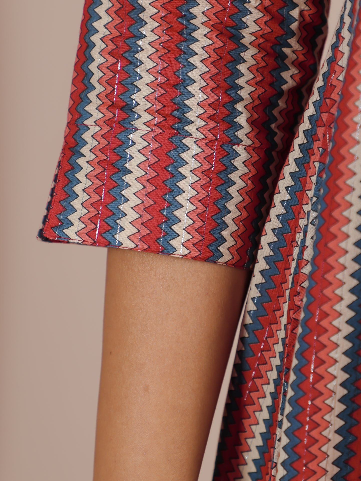 Cotton Chevron Angrakha Red Dress