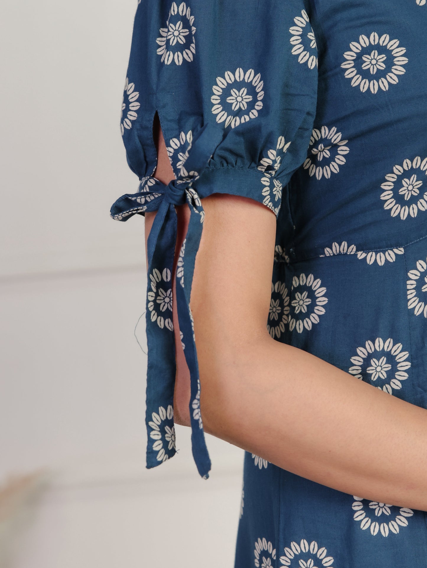 Soft Cotton Floral Tiered Blue Dress