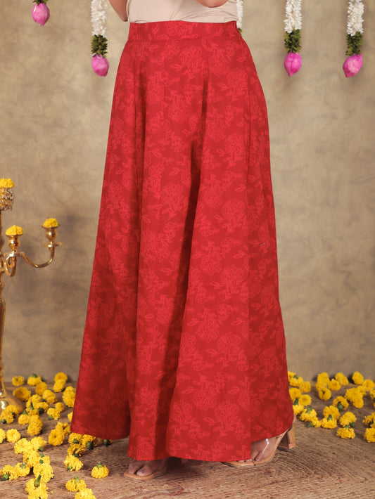 Soft Cotton Floral Red Skirt