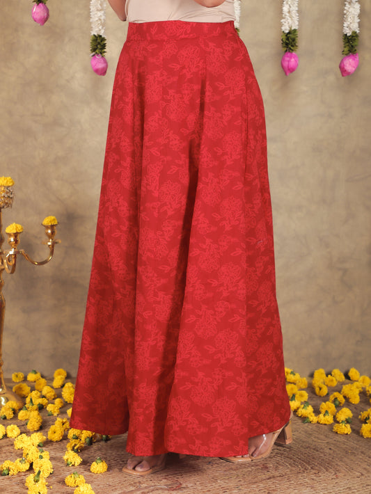Soft Cotton Floral Red Skirt