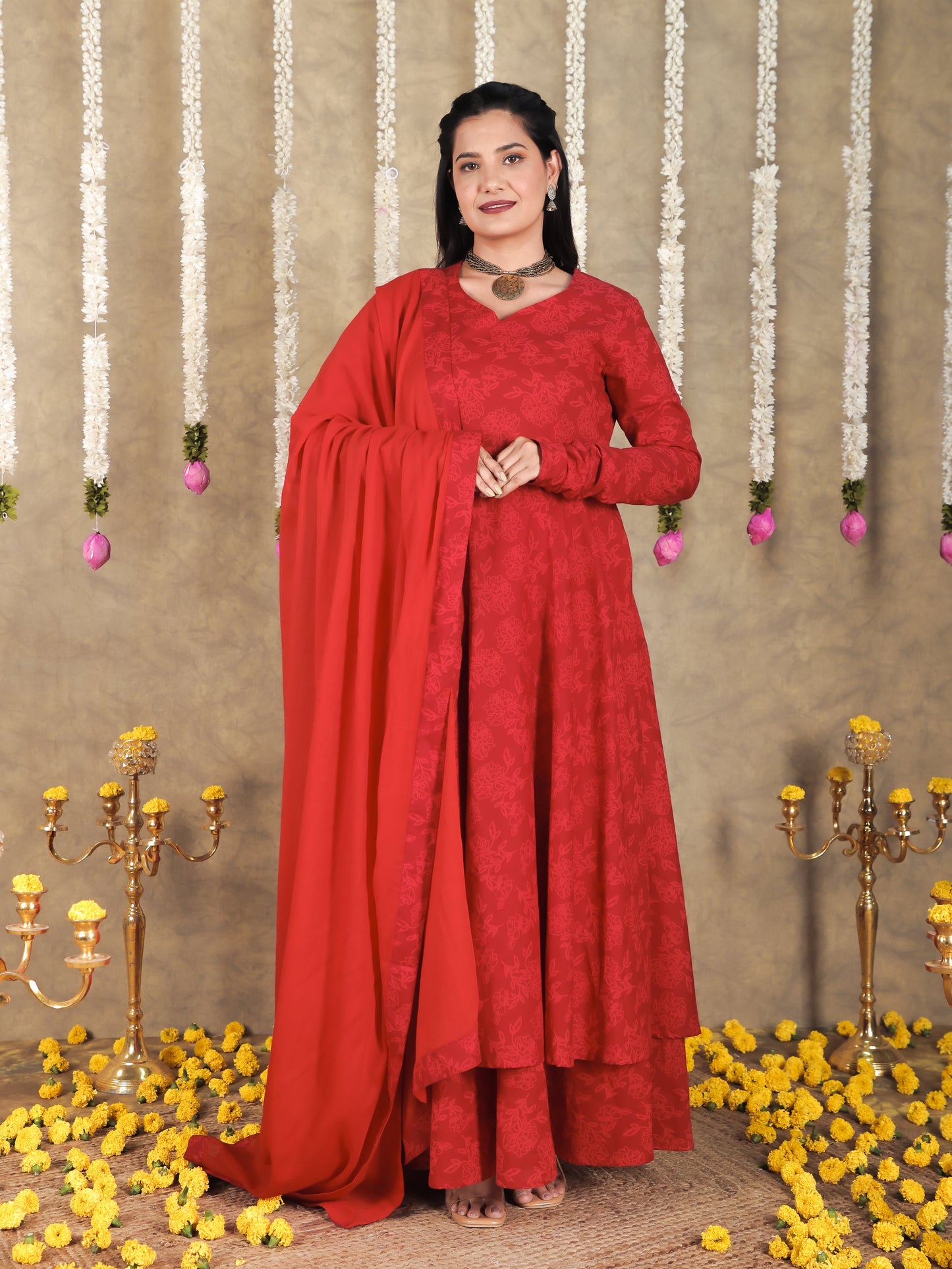 Cotton Voile Solid Red Dupatta