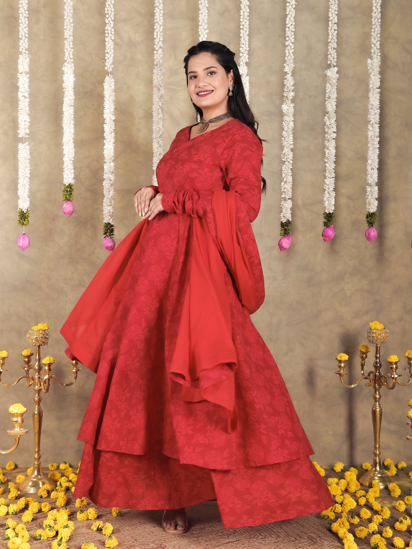 Cotton Voile Solid Red Dupatta