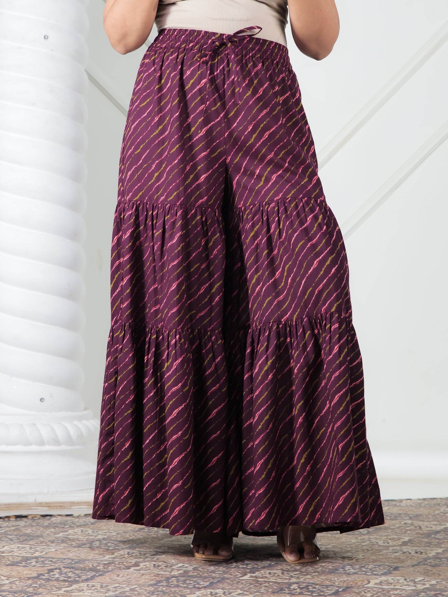 Soft Cotton Striped Purple Sh Sharara