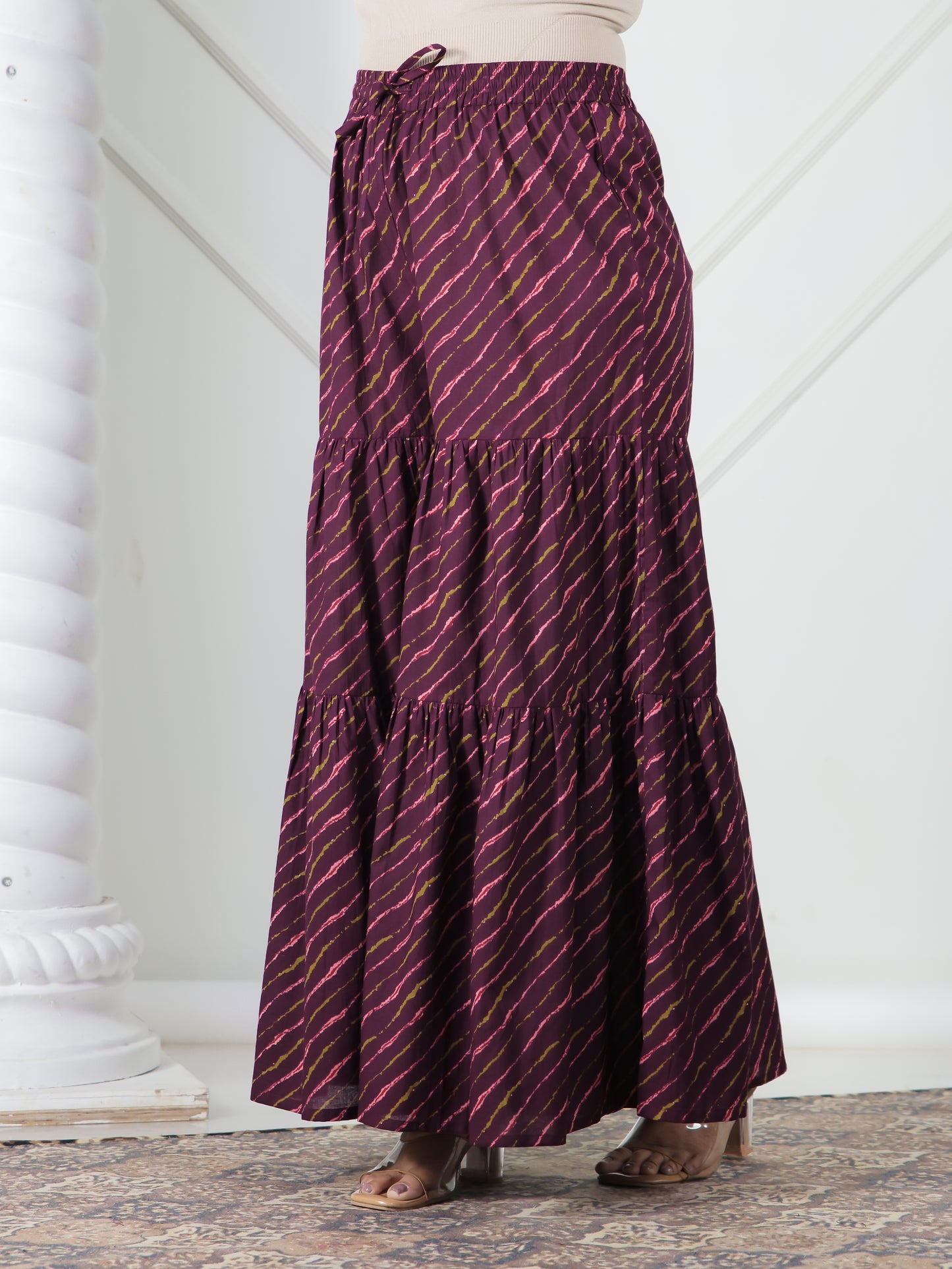 Soft Cotton Striped Purple Sh Sharara