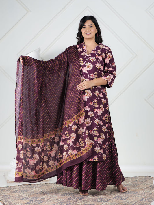Cotton Voile Striped Purple Dupatta