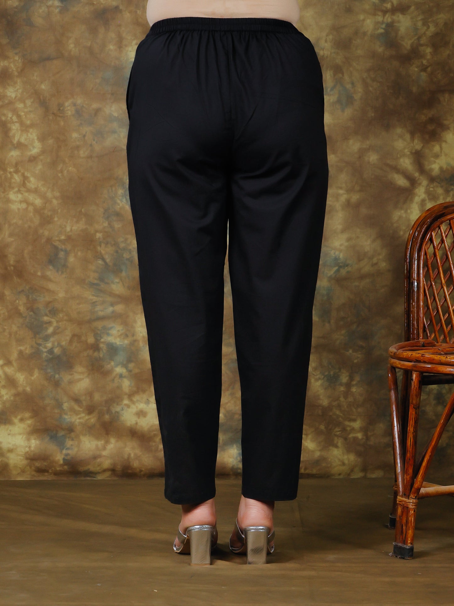 Linen Cotton Solid Straight Black Kurta