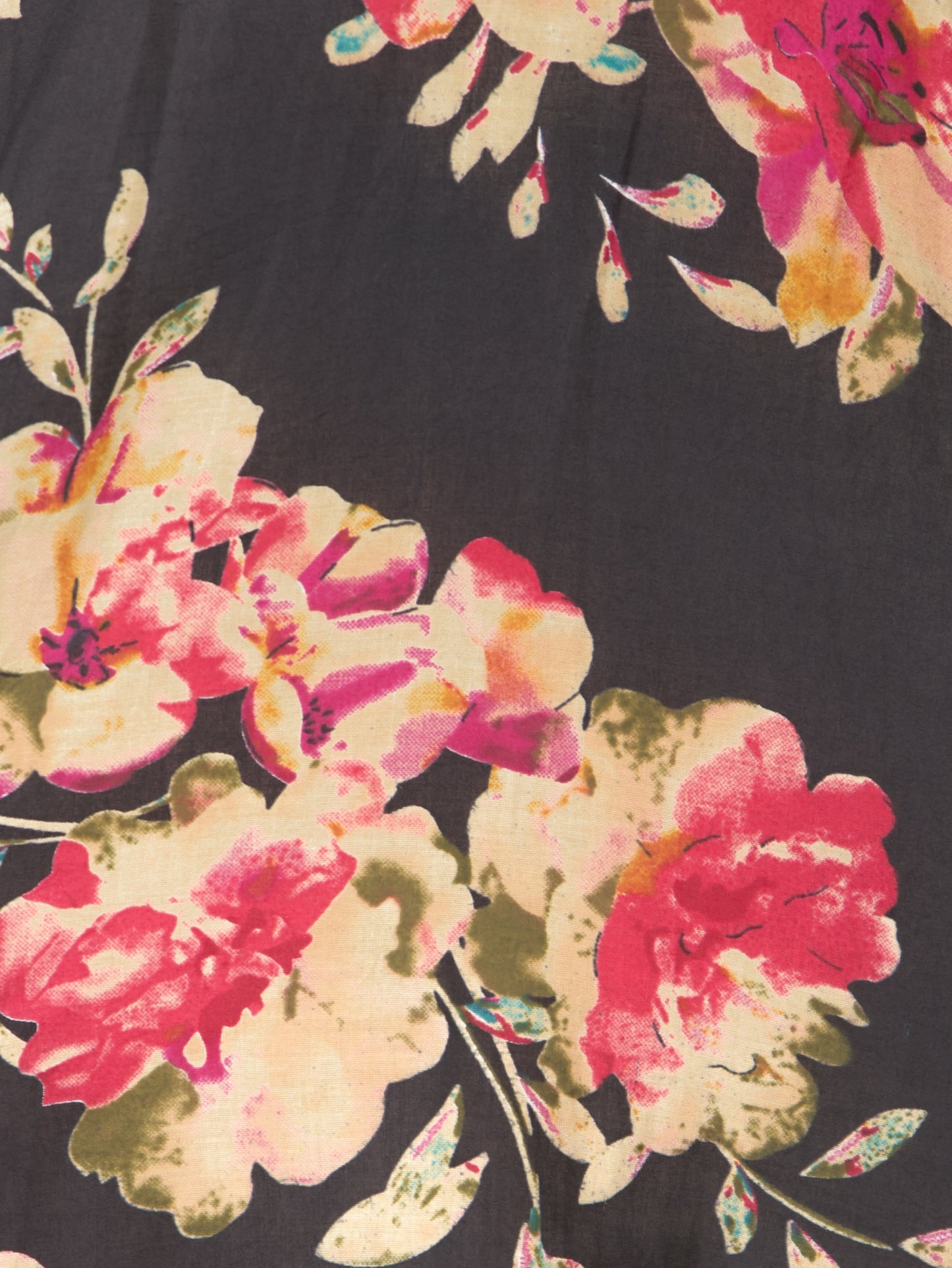 Soft Cotton Floral Anarkali Black Dress
