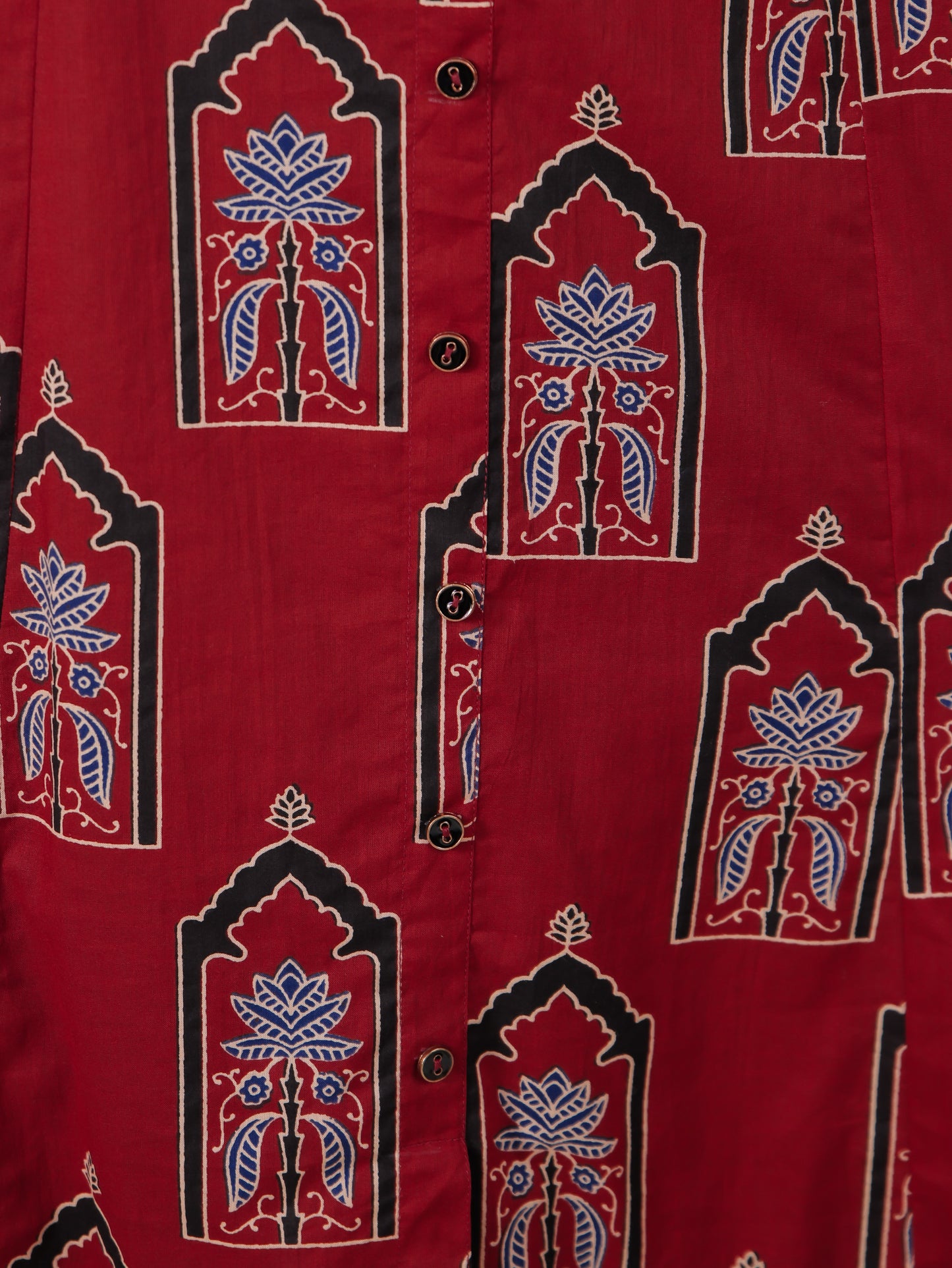 Soft Cotton Mughal Print A-line Rust Kurta