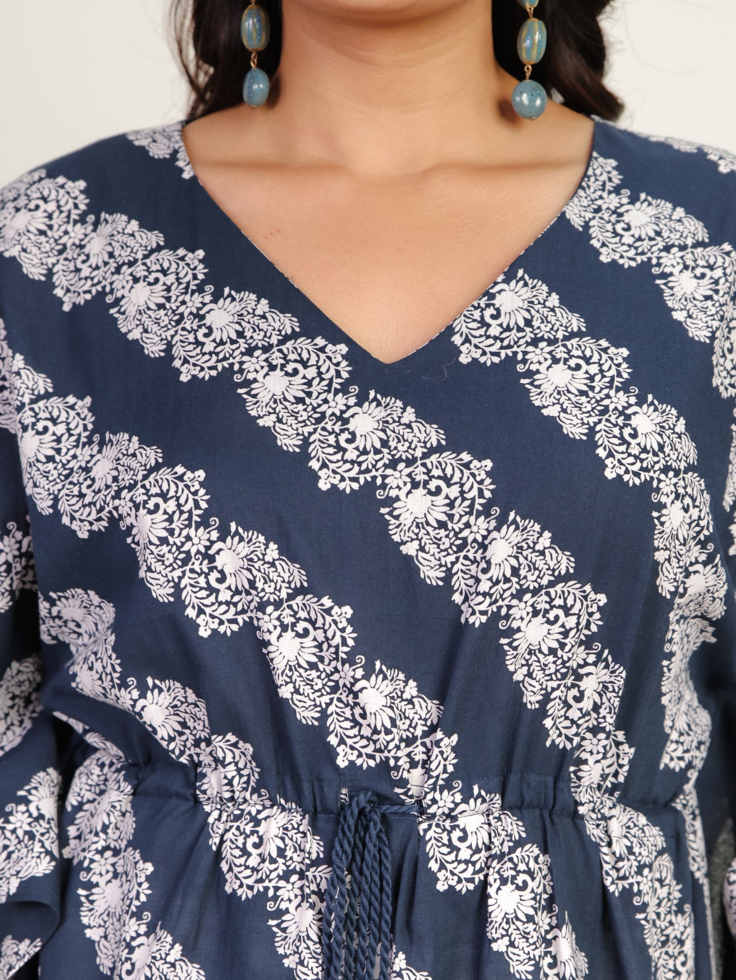 Soft Cotton Floral Blue Kaftan