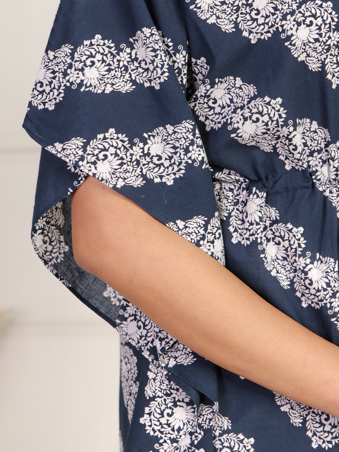 Soft Cotton Floral Blue Kaftan