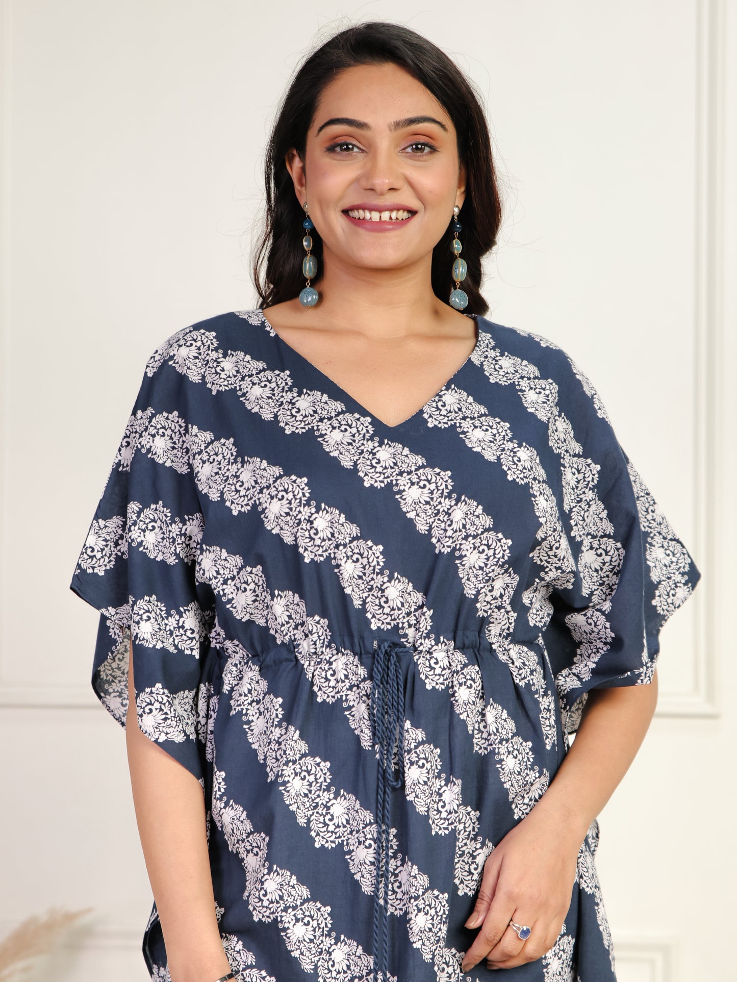 Soft Cotton Floral Blue Kaftan