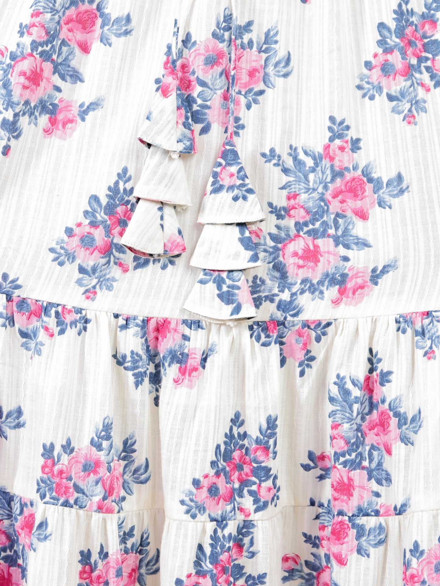 Embroidered Cotton Dobby Floral A-line Off White Dress