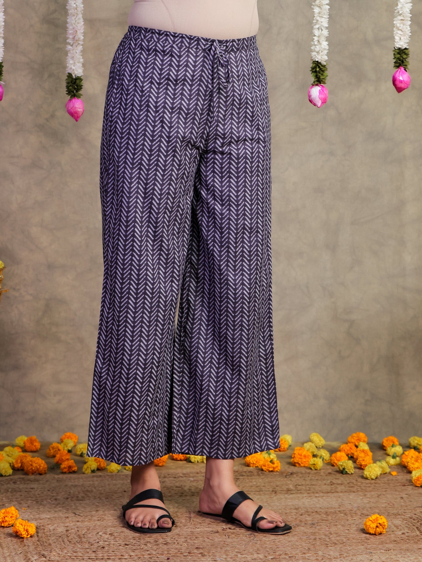 Soft Cotton Bandhani Grey Palazzo