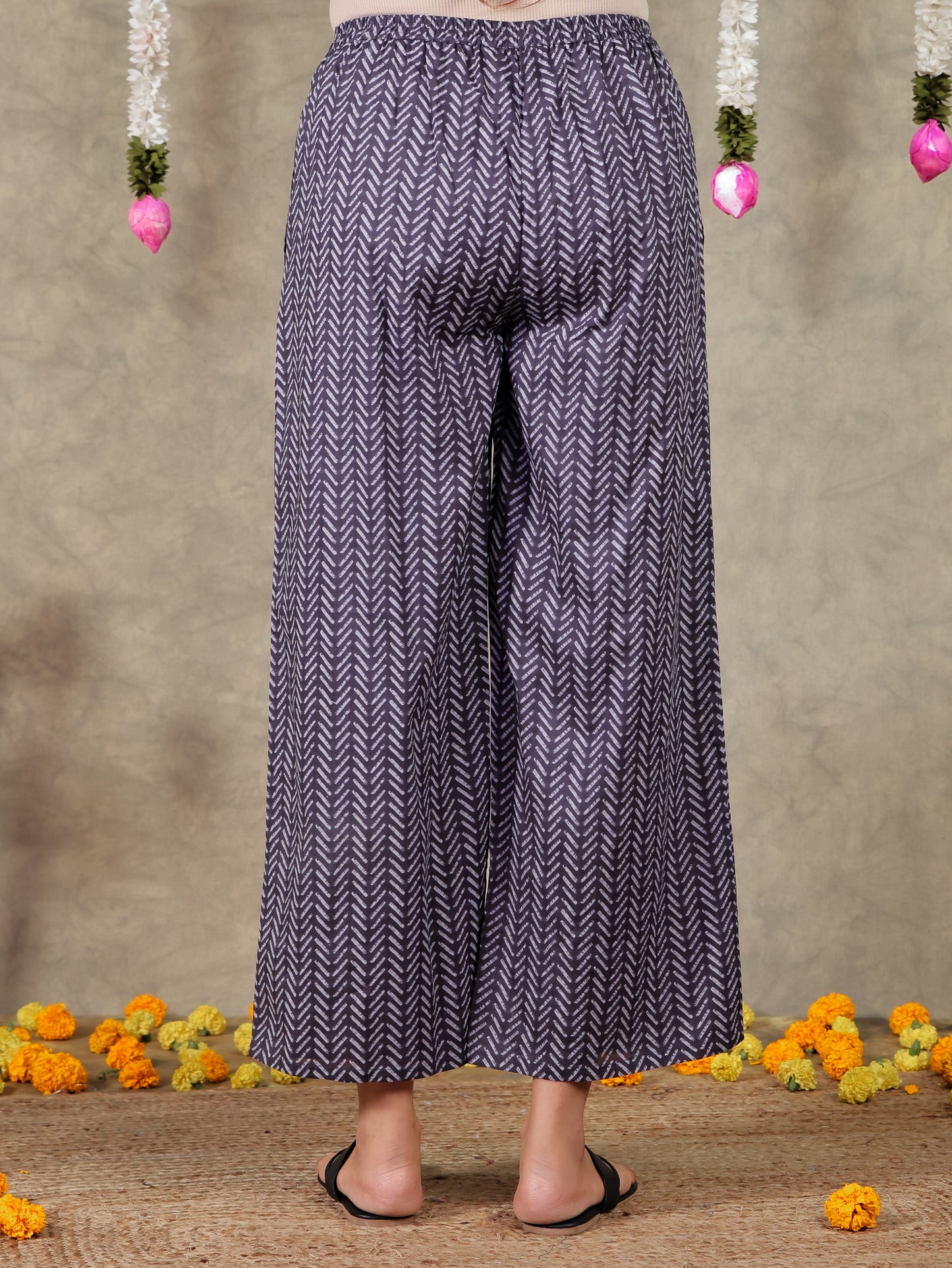Soft Cotton Bandhani Grey Palazzo