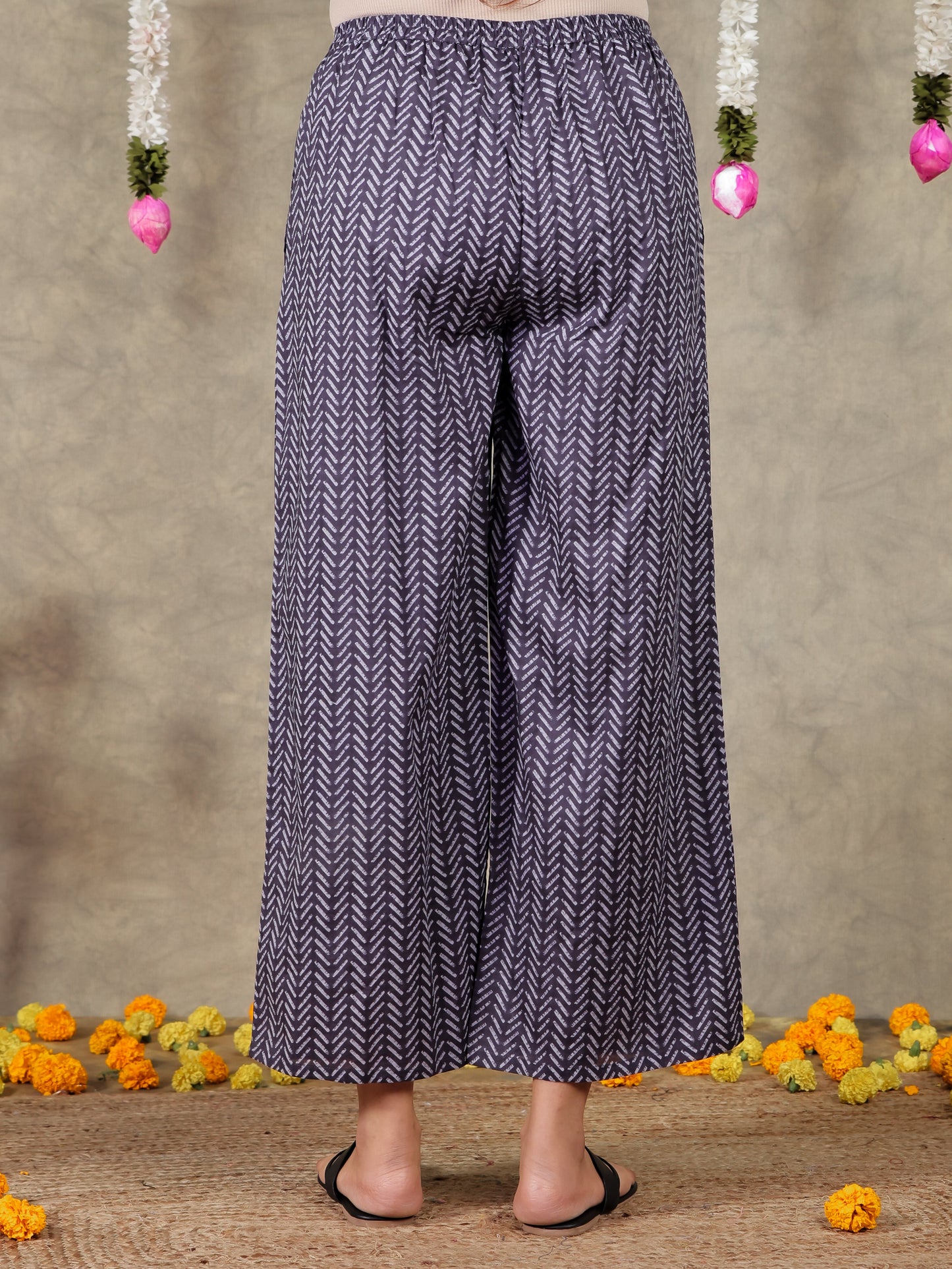 Soft Cotton Bandhani Grey Palazzo