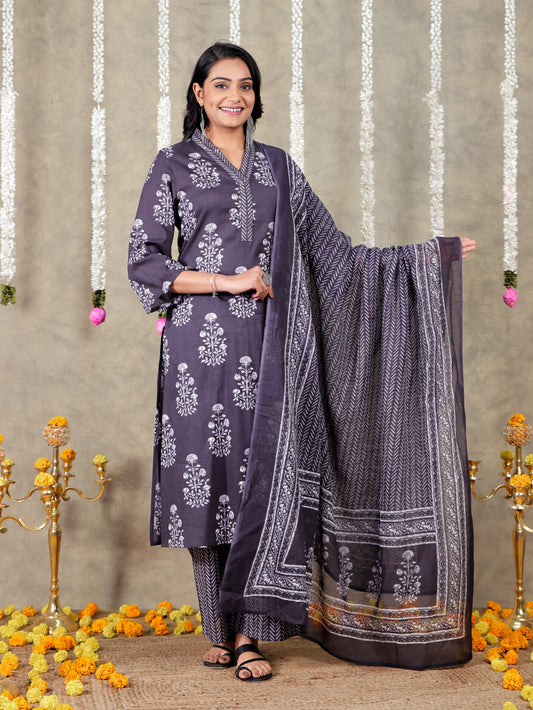 Cotton Voile Bandhani Grey Dupatta