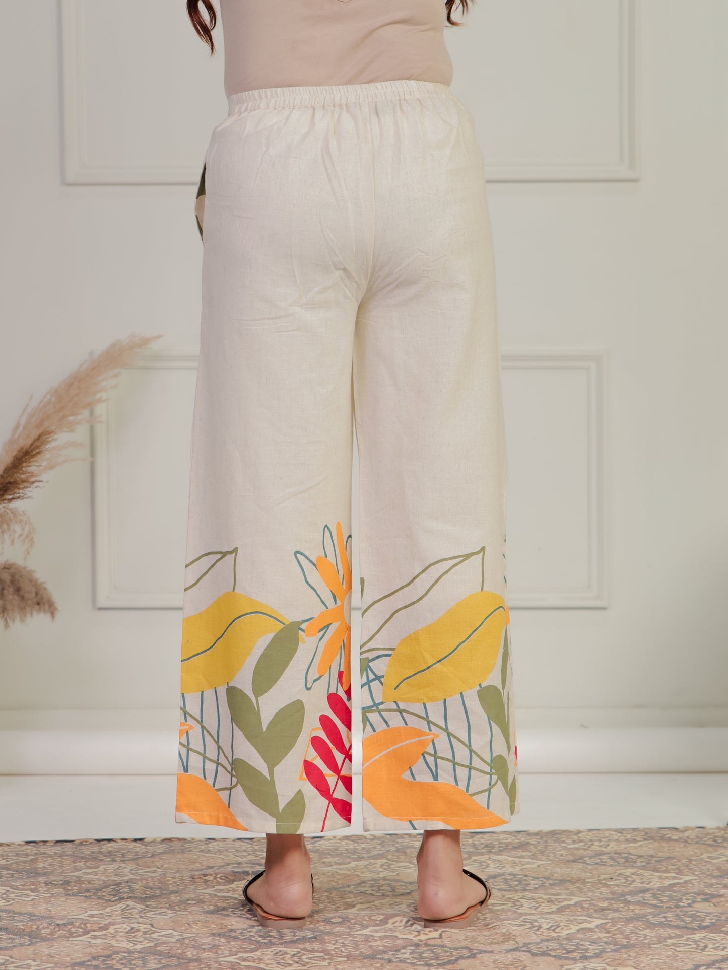 Linen Cotton Foliage Straight Off White Kurta