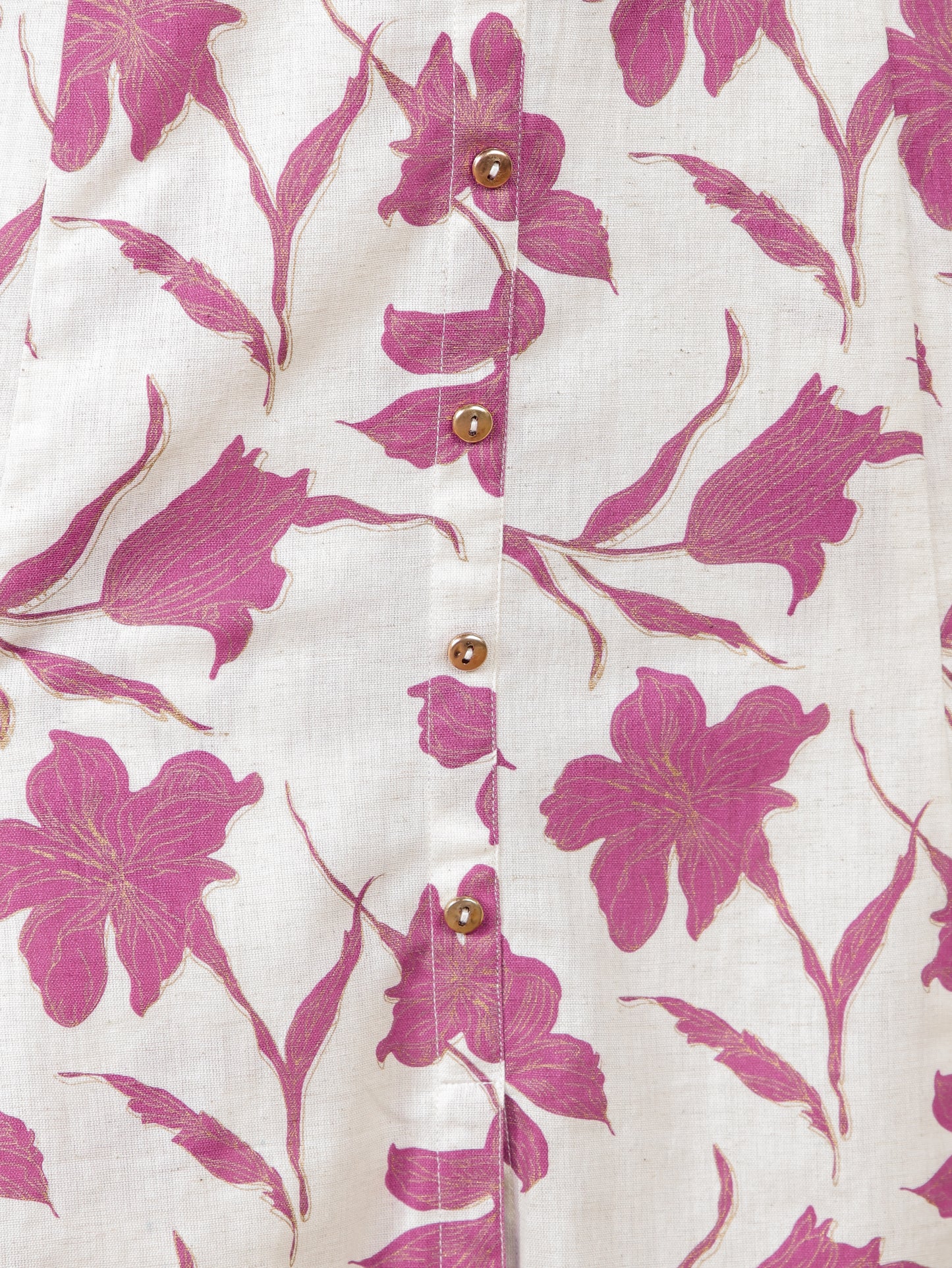 Linen Cotton Floral Flared Off White Kurta