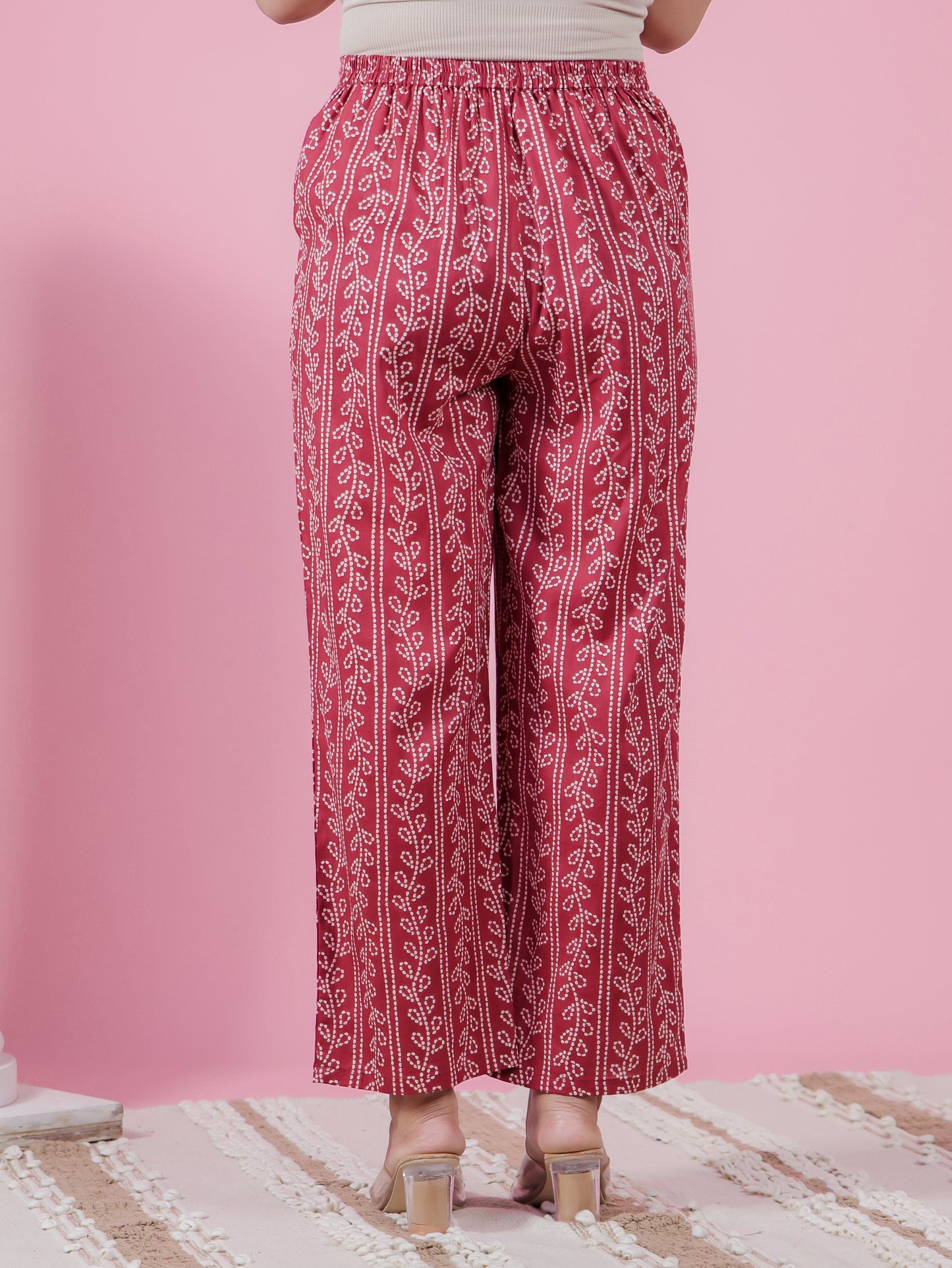 Soft Cotton Striped Maroon Straight Trousers