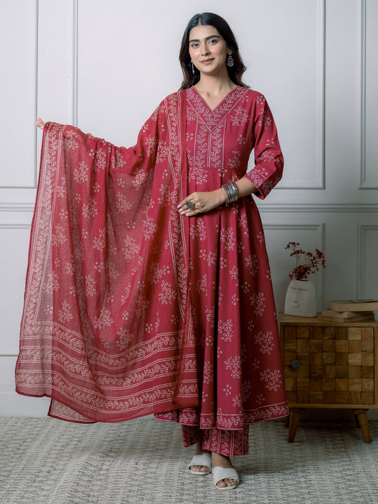 Kota Doria Striped Maroon Dupatta