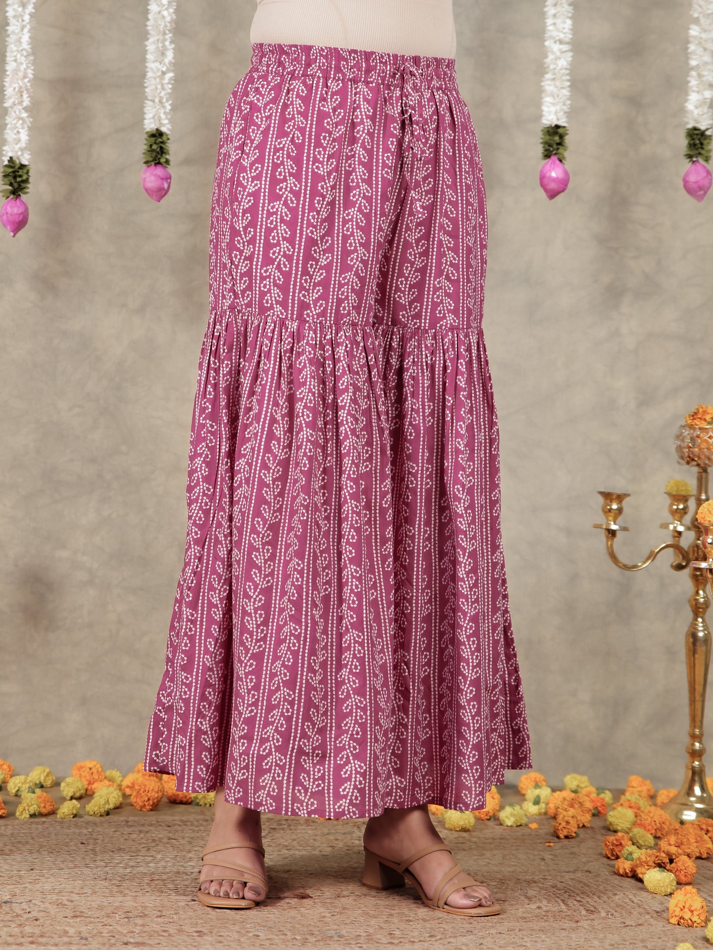 Soft Cotton Striped Pink Straight Trousers