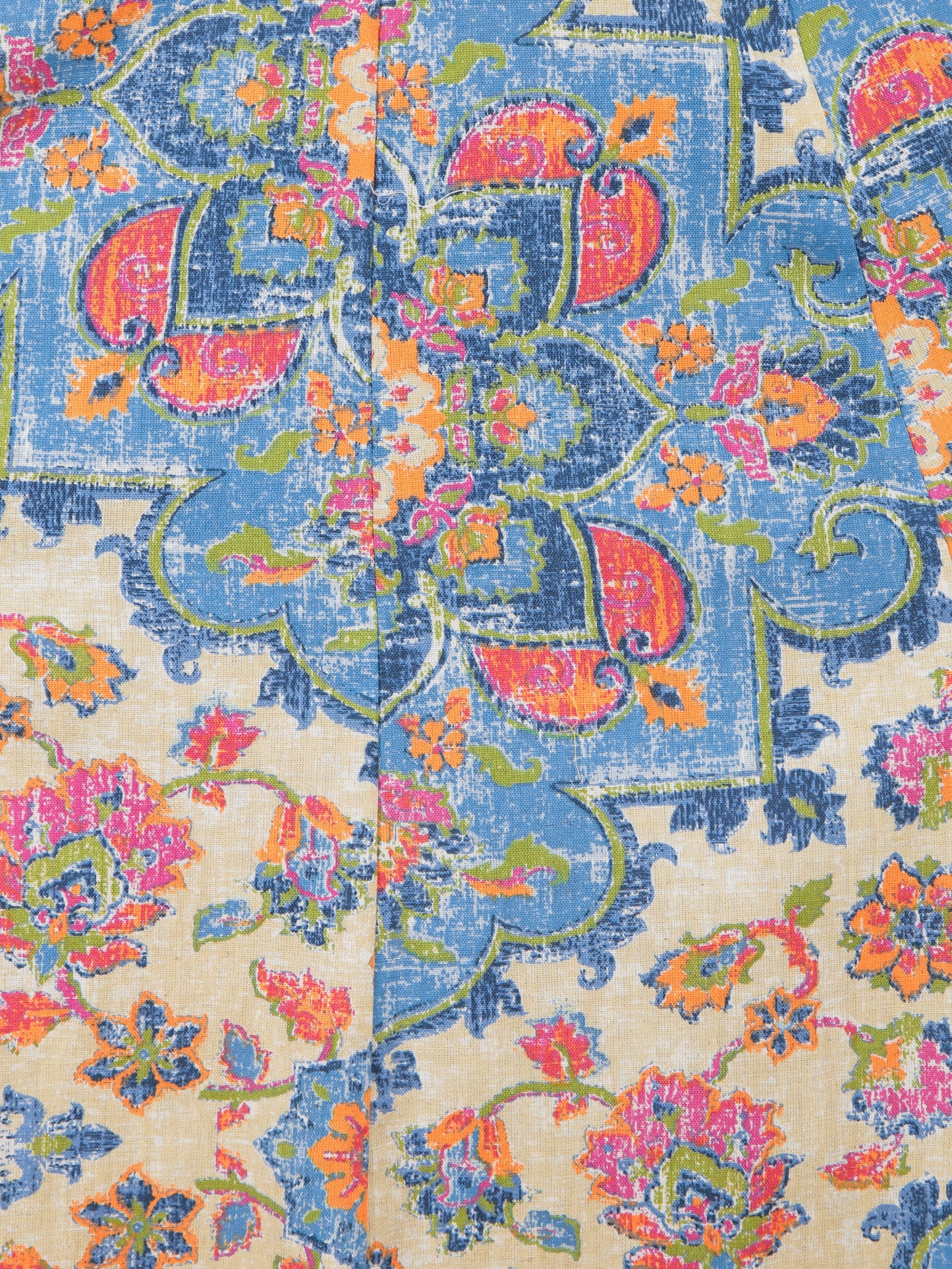 Linen Cotton Floral Flared Off White Dress