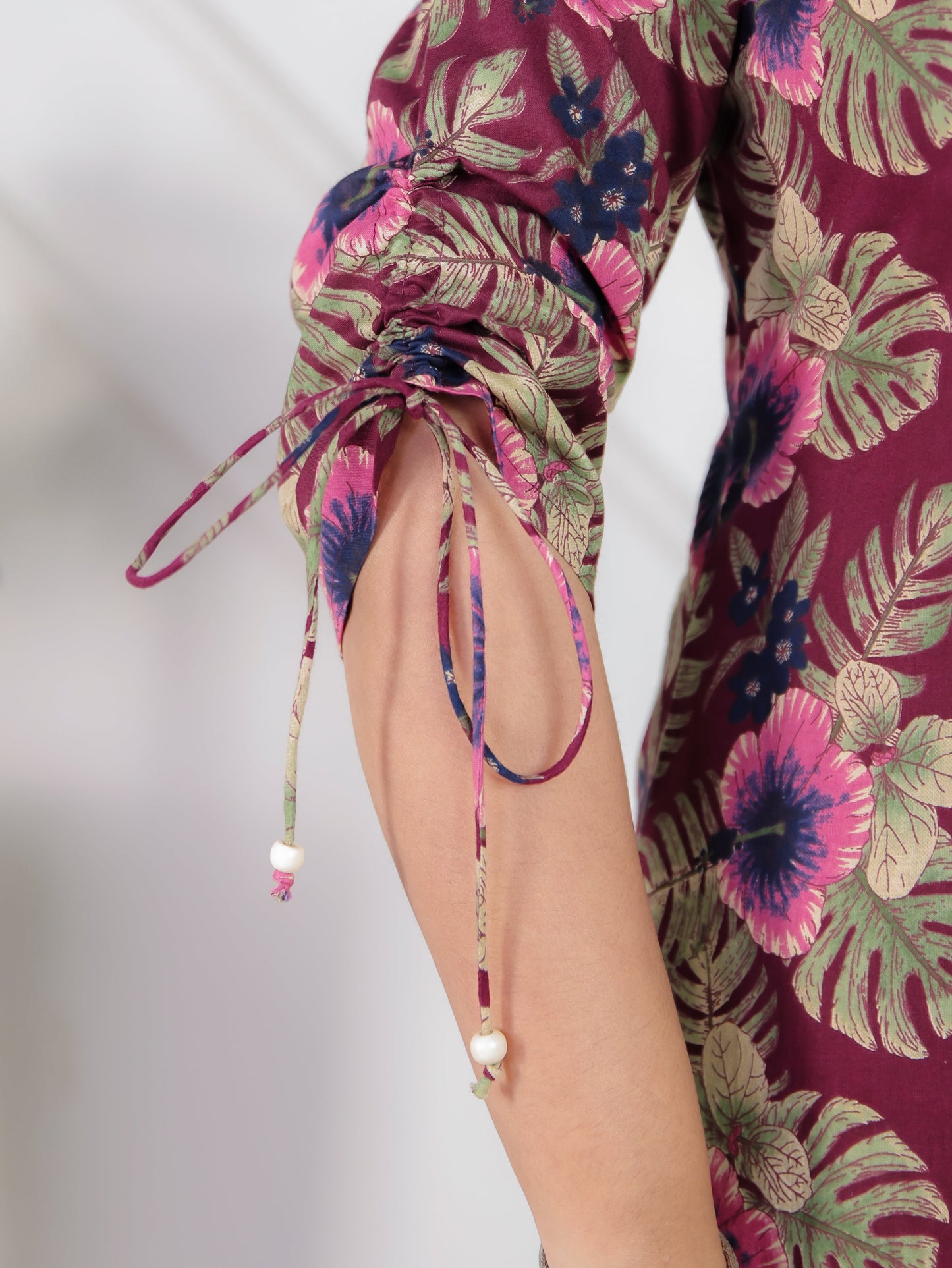 Soft Cotton Floral Straight Purple Kurta