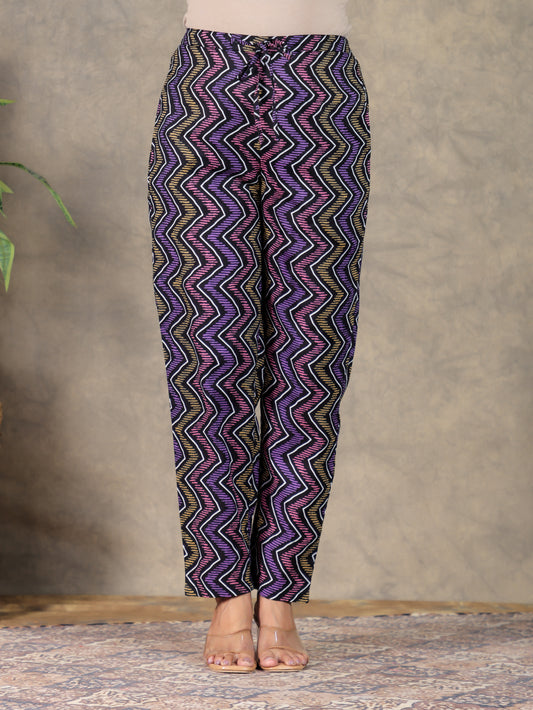 Soft Cotton Striped Multicolor Tapered Trousers