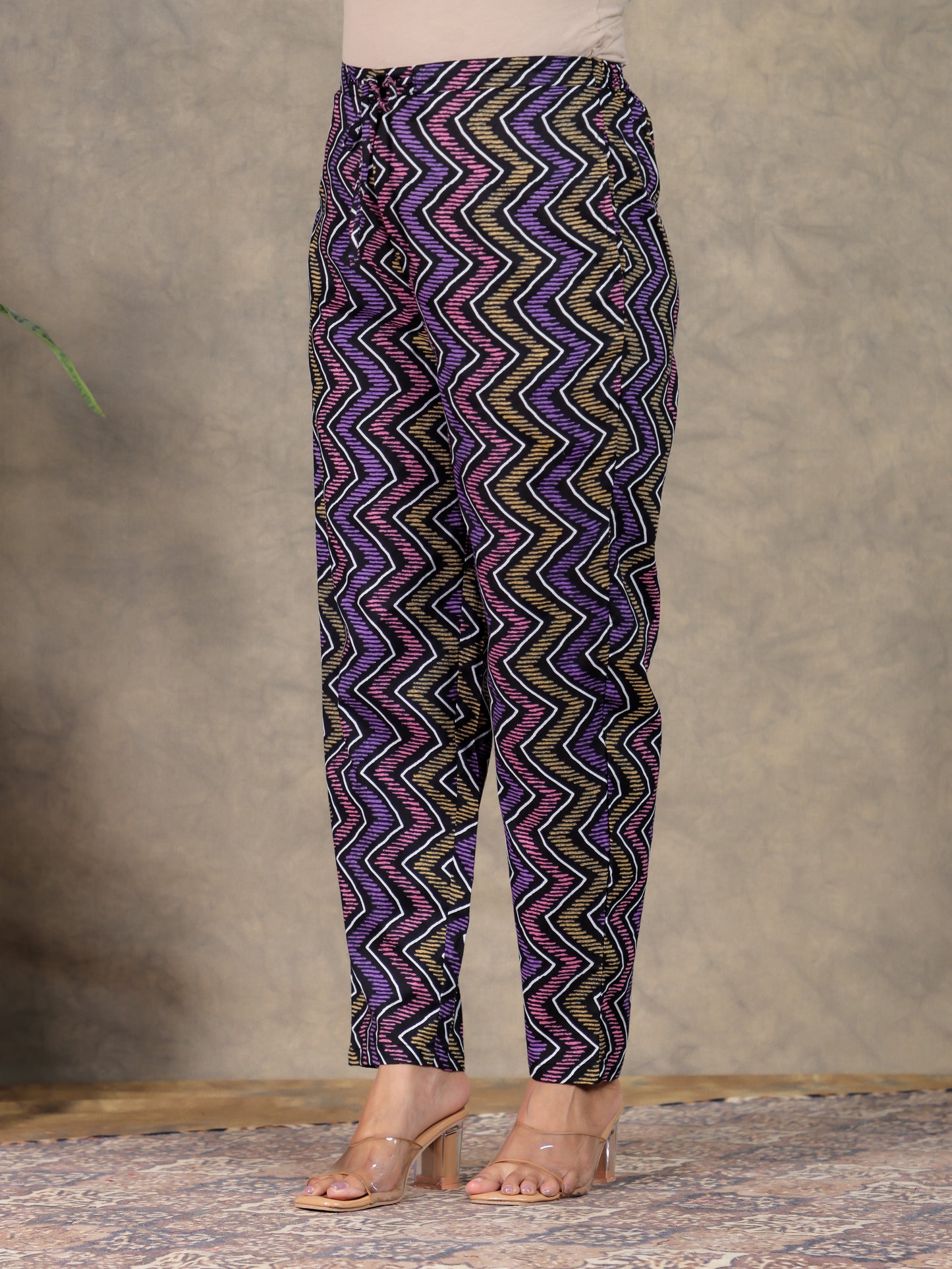 Soft Cotton Striped Multicolor Tapered Trousers