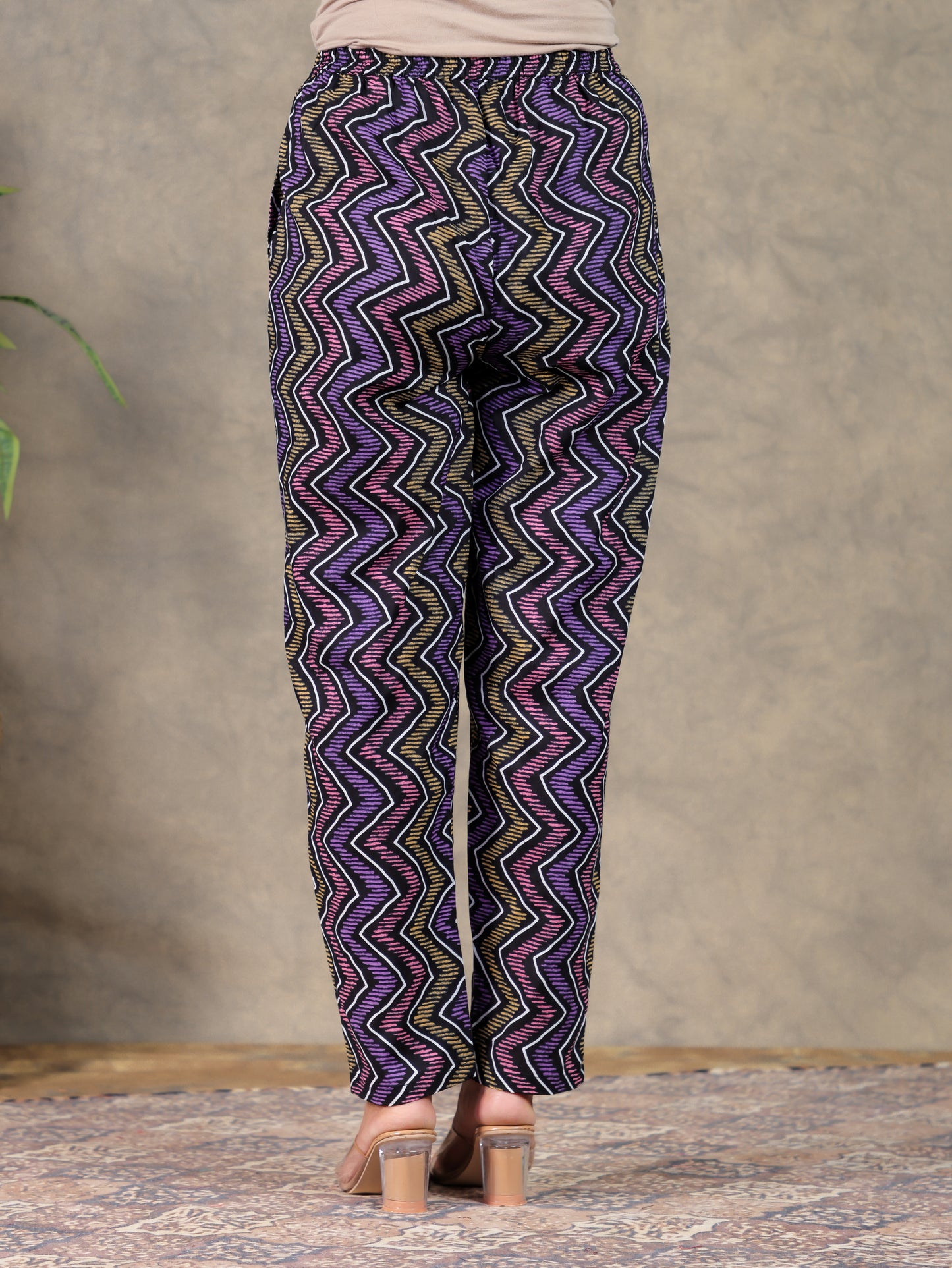 Soft Cotton Striped Multicolor Tapered Trousers