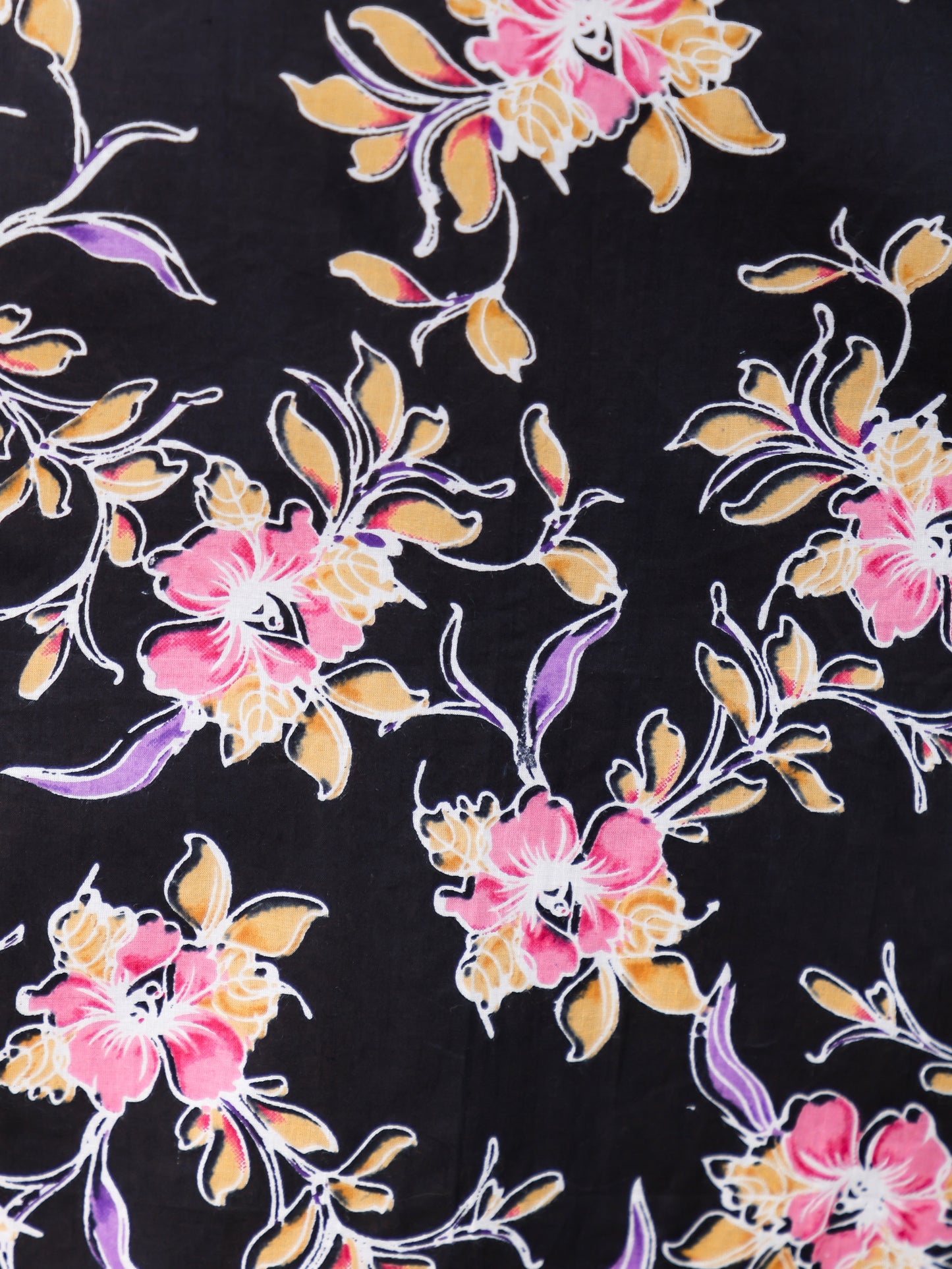 Soft Cotton Floral Straight Black Kurta