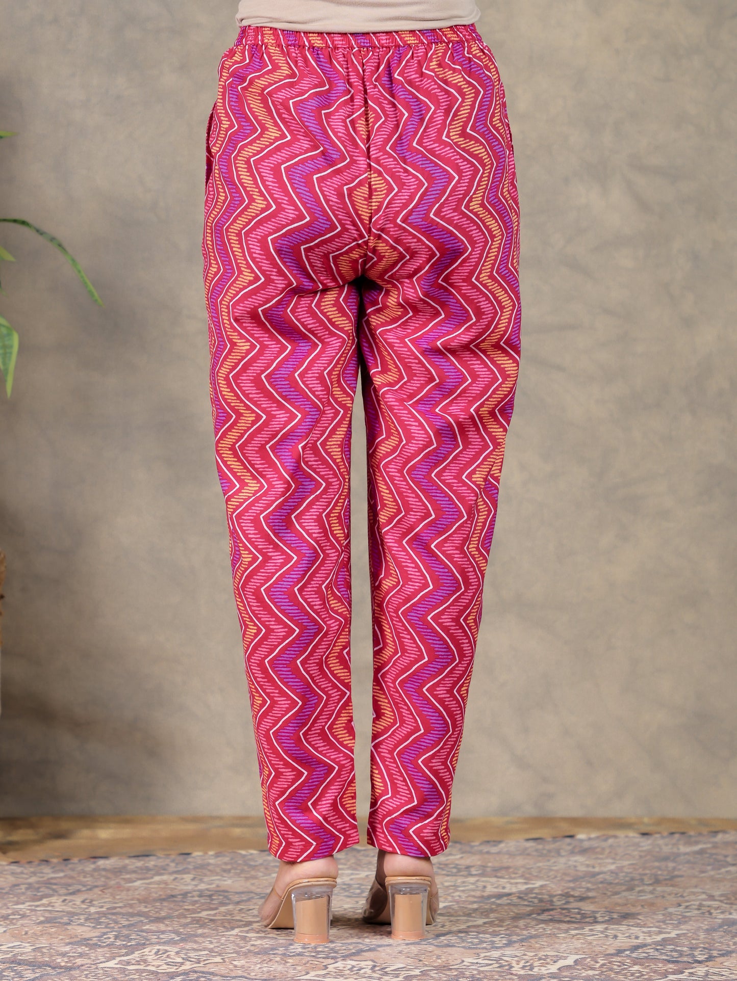Soft Cotton Chevron Red Tapered Trousers