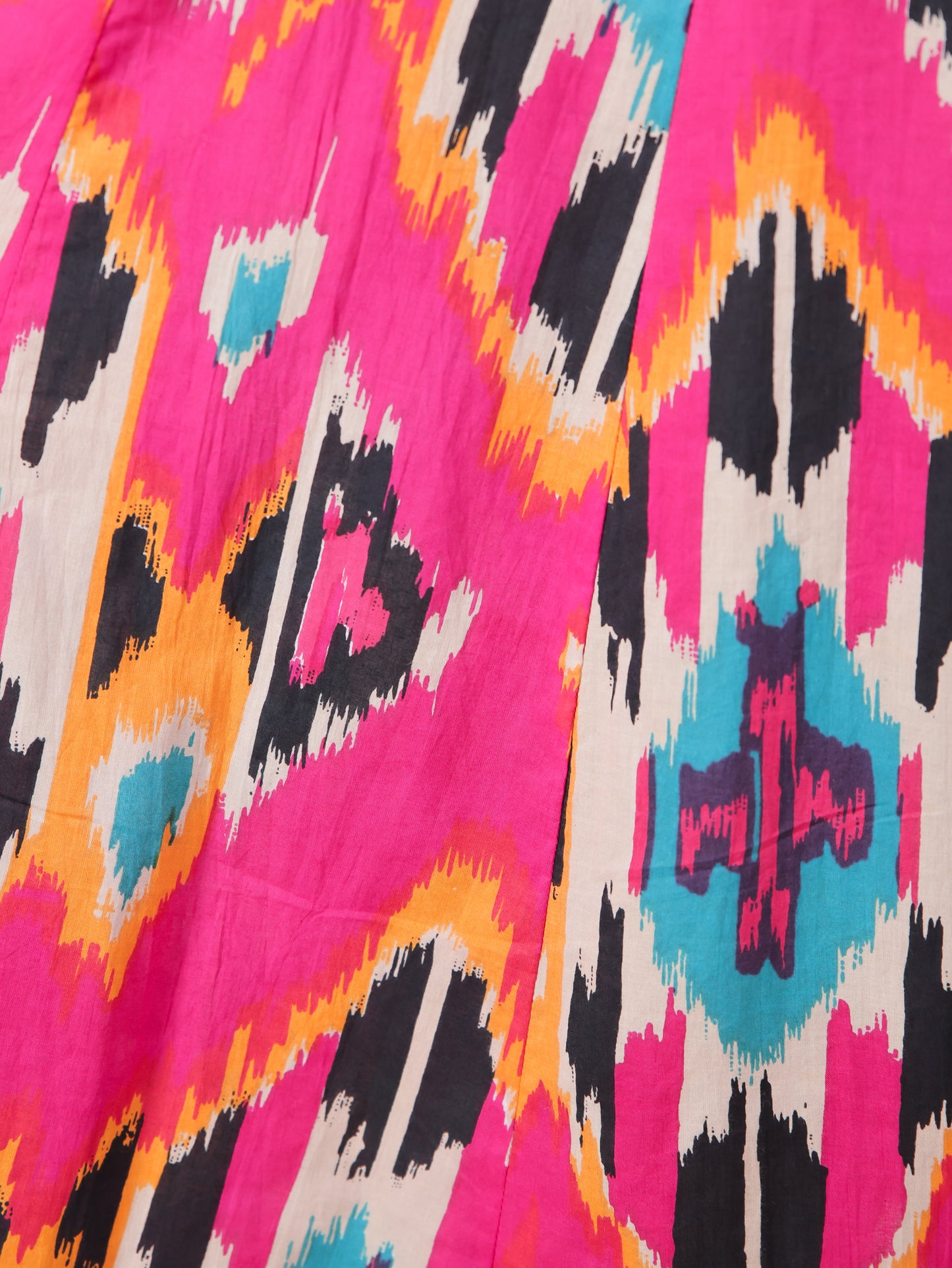 Soft Cotton Ikat Flared Multicolor Dress