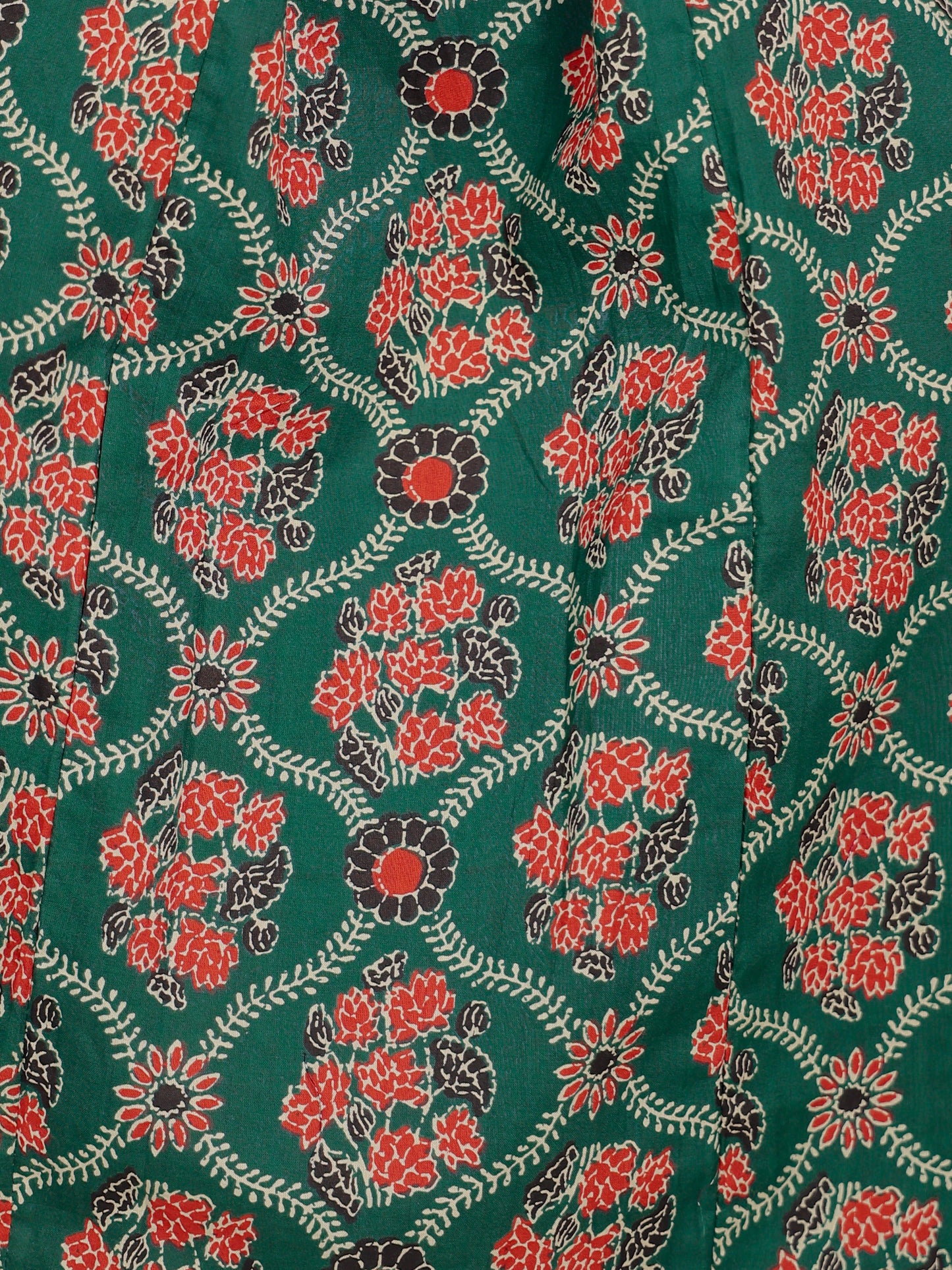 Embroidered Soft Cotton Floral A-line Green Kurta