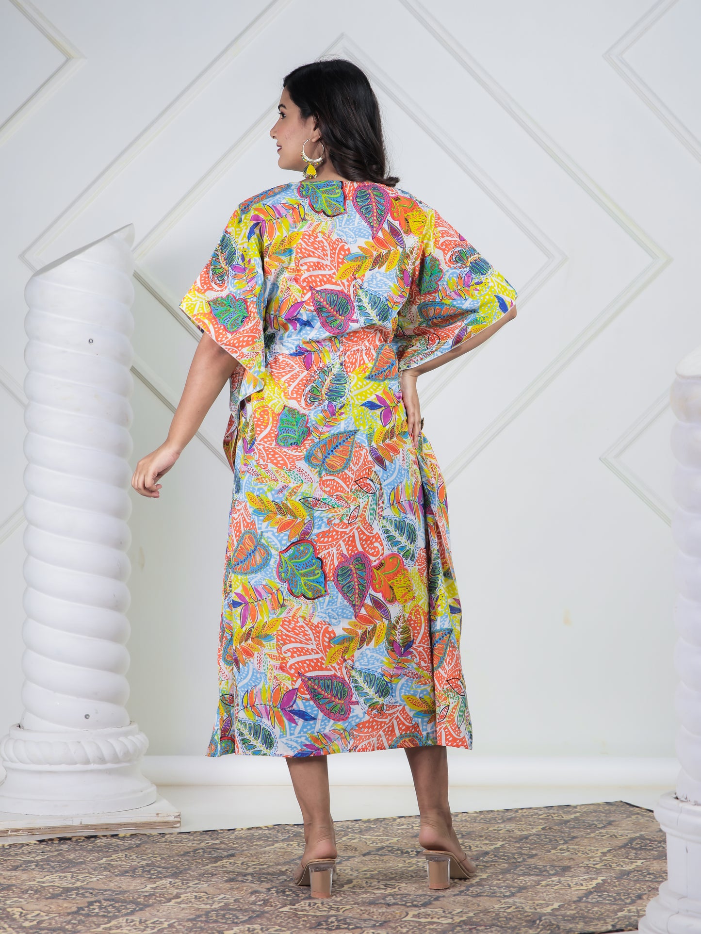 Soft Cotton Foliage Multicolor Kaftan