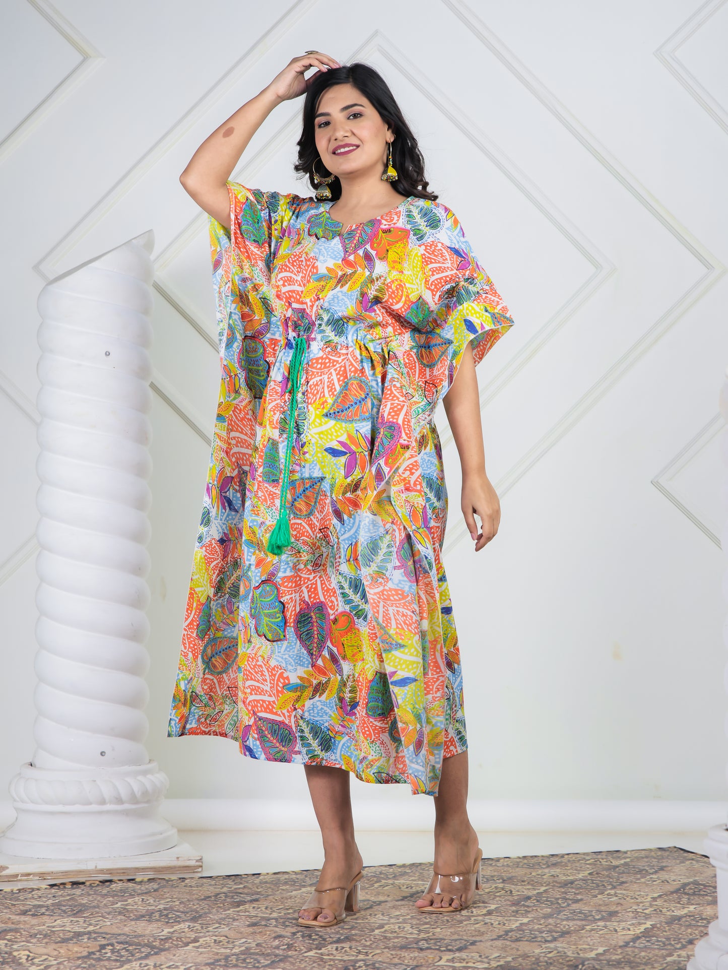 Soft Cotton Foliage Multicolor Kaftan