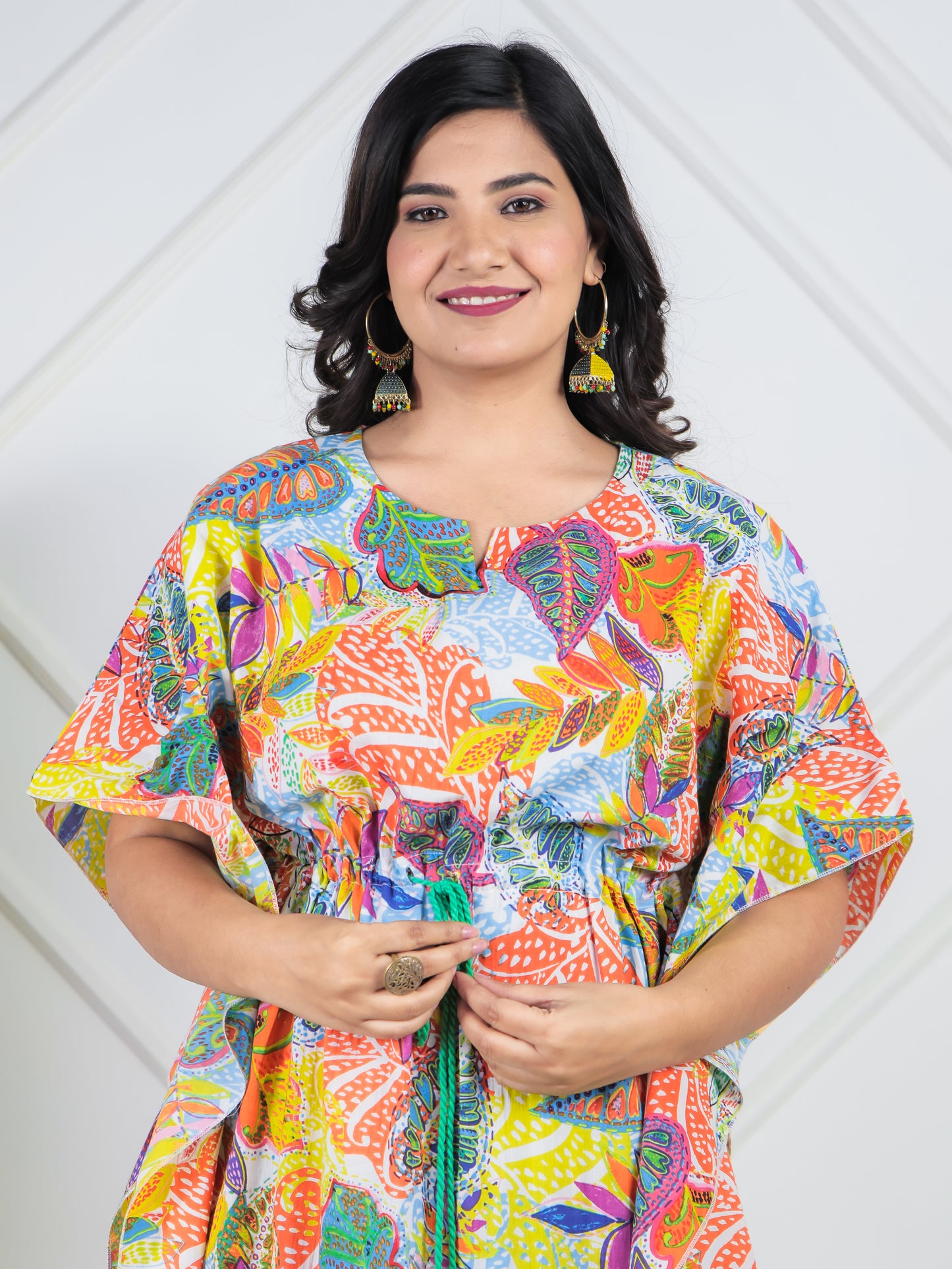 Soft Cotton Foliage Multicolor Kaftan