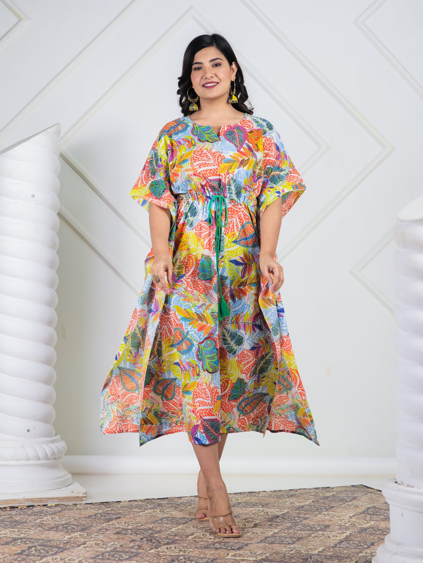 Soft Cotton Foliage Multicolor Kaftan