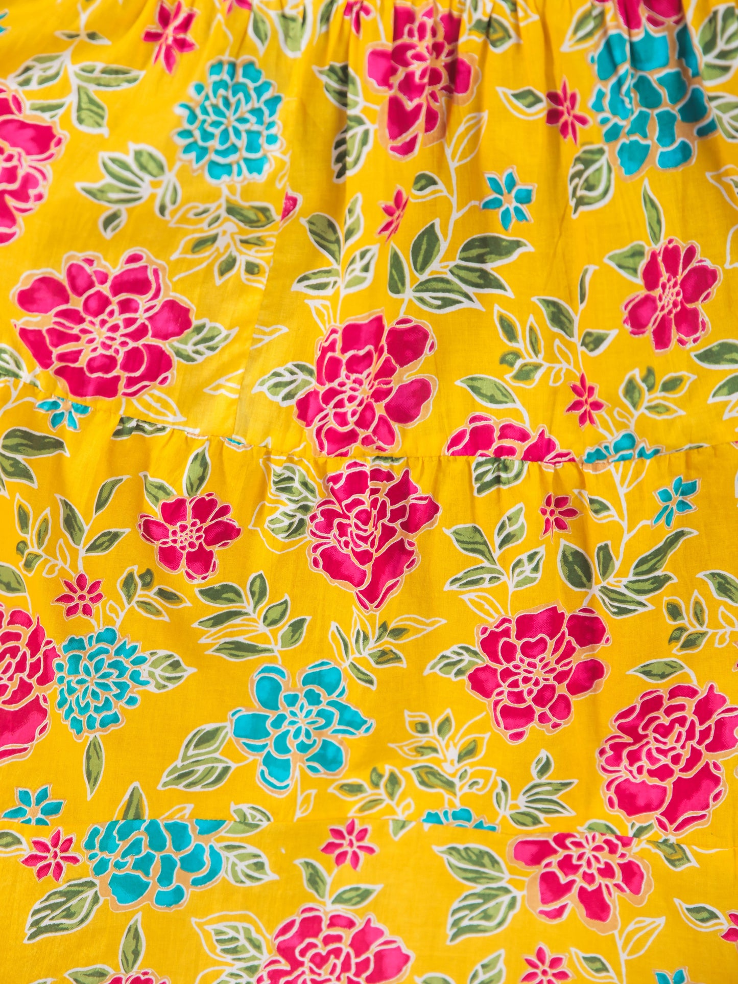 Soft Cotton Floral Flared Yellow Dress